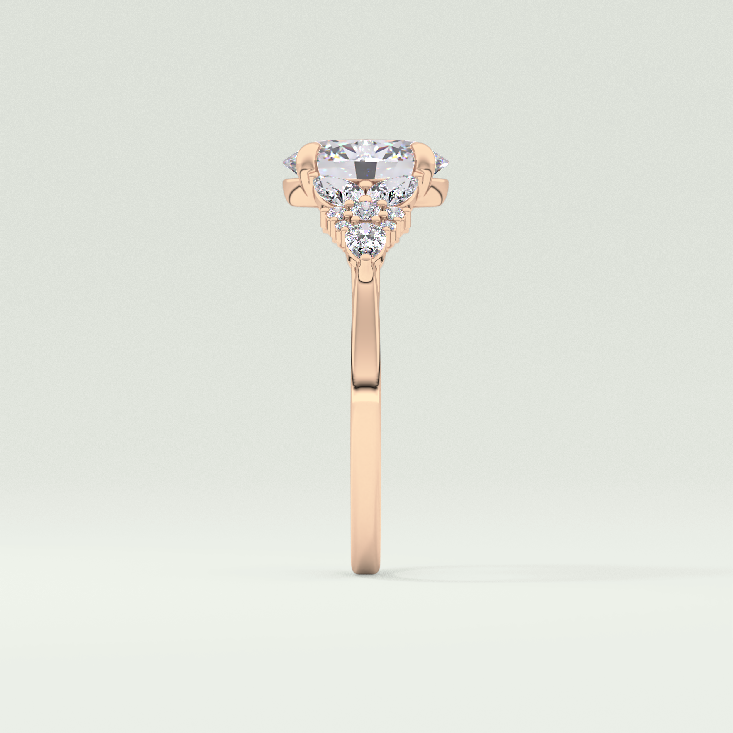 2.0 CT Oval Cut Cluster Lab Grown Diamond Engagement Ring