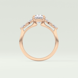2.0 CT Oval Cut Cluster Moissanite Engagement Ring