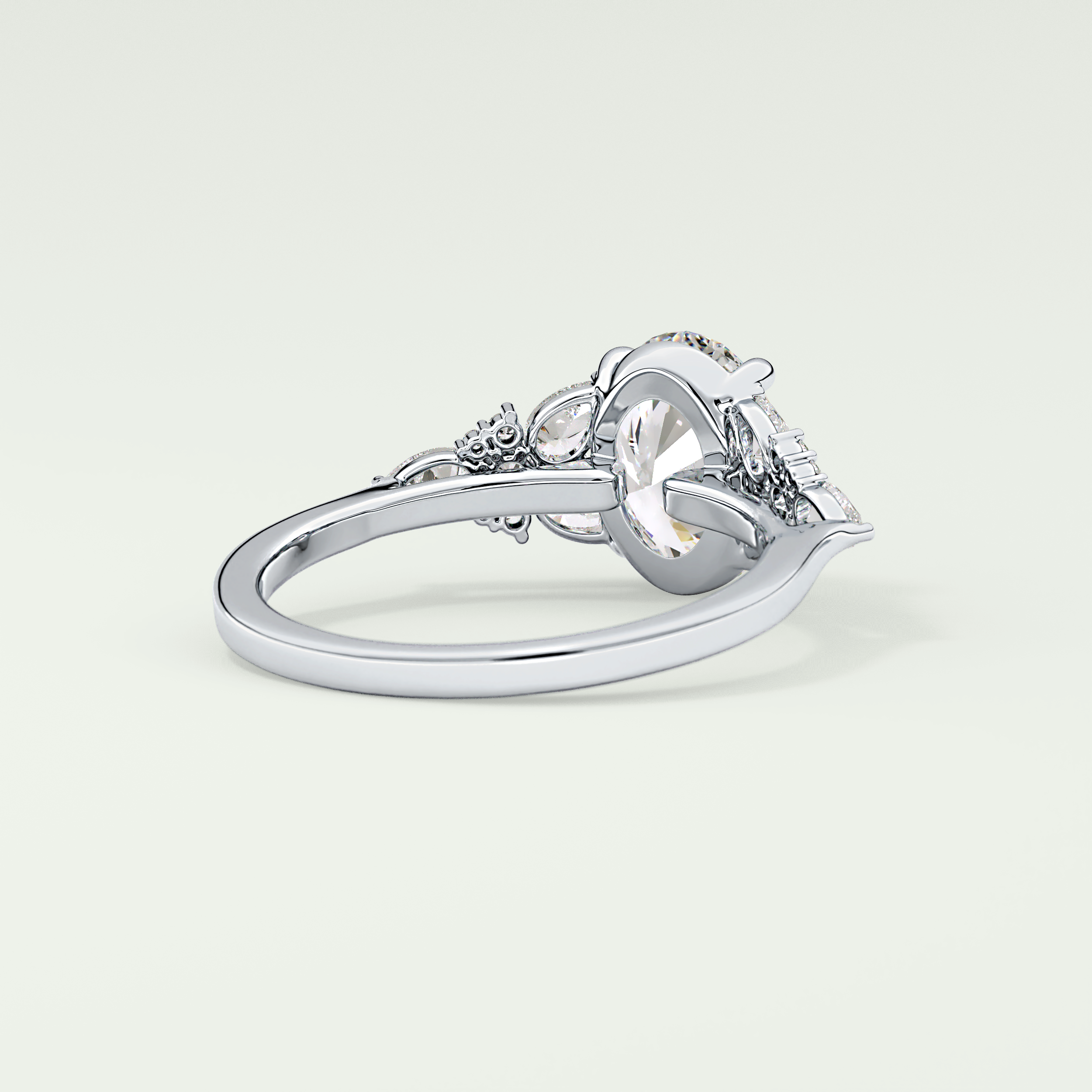 2.0 CT Oval Cut Cluster Lab Grown Diamond Engagement Ring