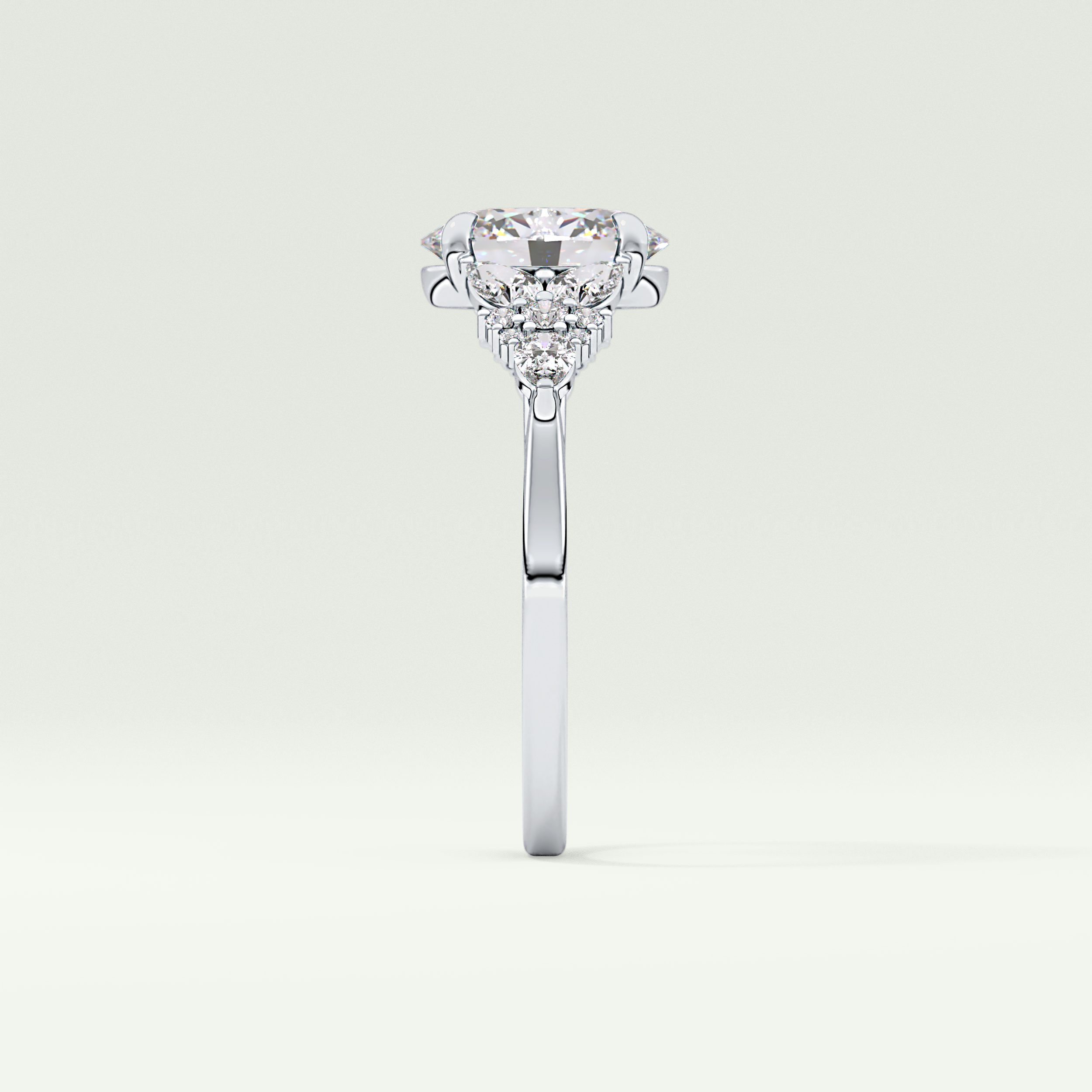 2.0 CT Oval Cut Cluster Lab Grown Diamond Engagement Ring