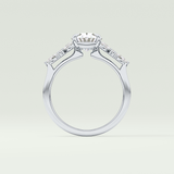 2.0 CT Oval Cut Cluster Lab Grown Diamond Engagement Ring