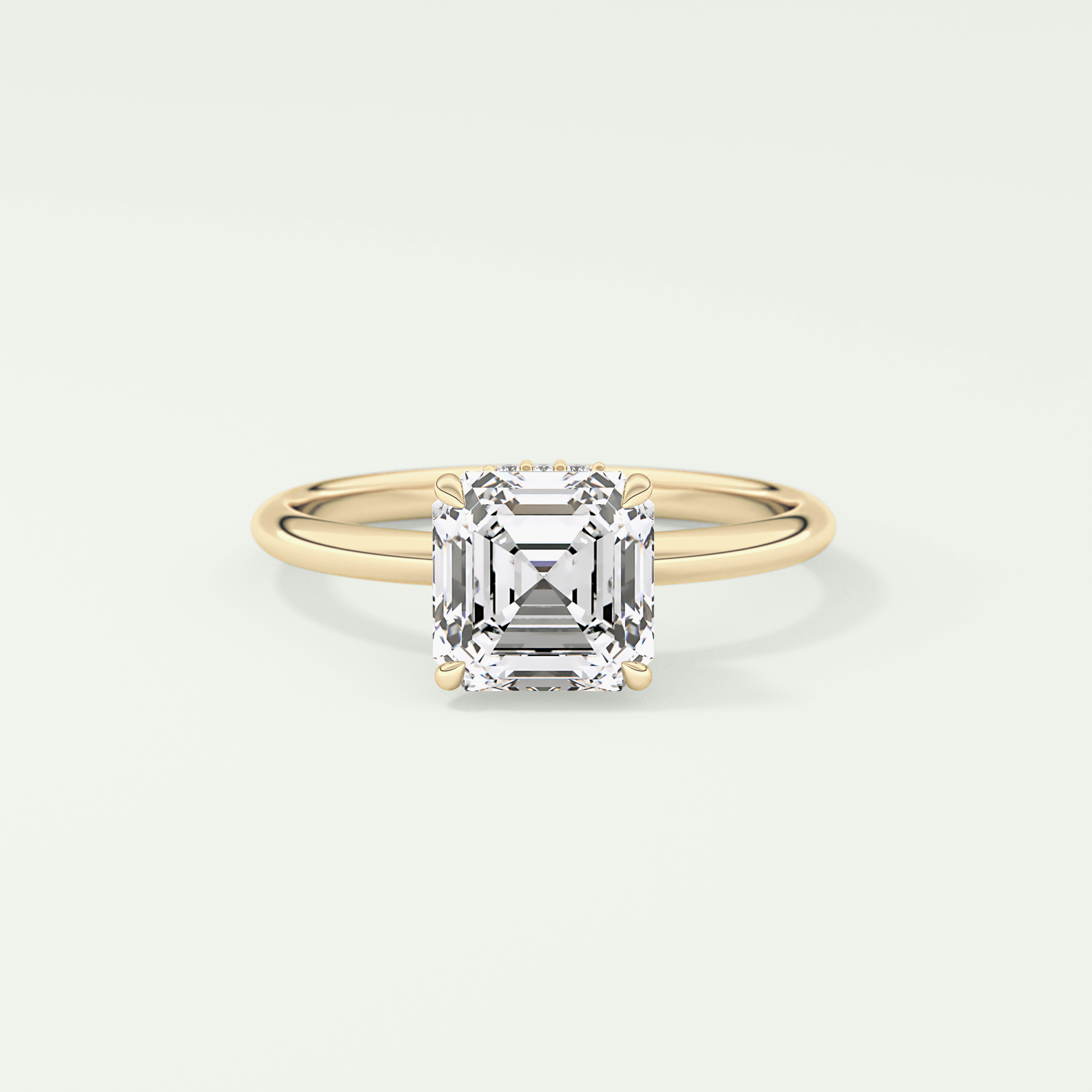 2.0 CT Asscher Cut Hidden Halo Lab Grown Diamond Engagement Ring