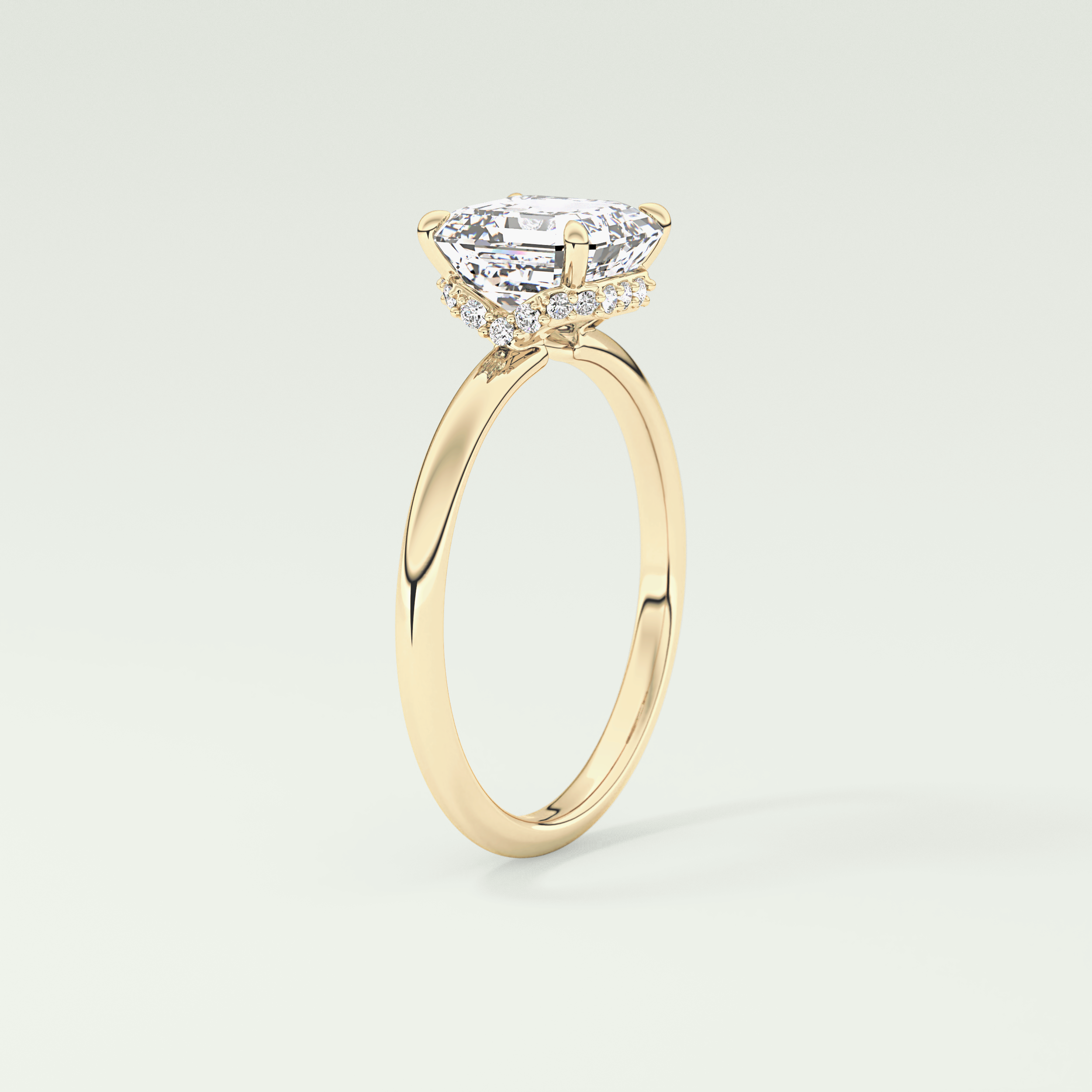 2.0 CT Asscher Cut Hidden Halo Moissanite Engagement Ring