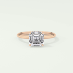 2.0 CT Asscher Cut Hidden Halo Lab Grown Diamond Engagement Ring