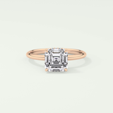 2.0 CT Asscher Cut Hidden Halo Lab Grown Diamond Engagement Ring