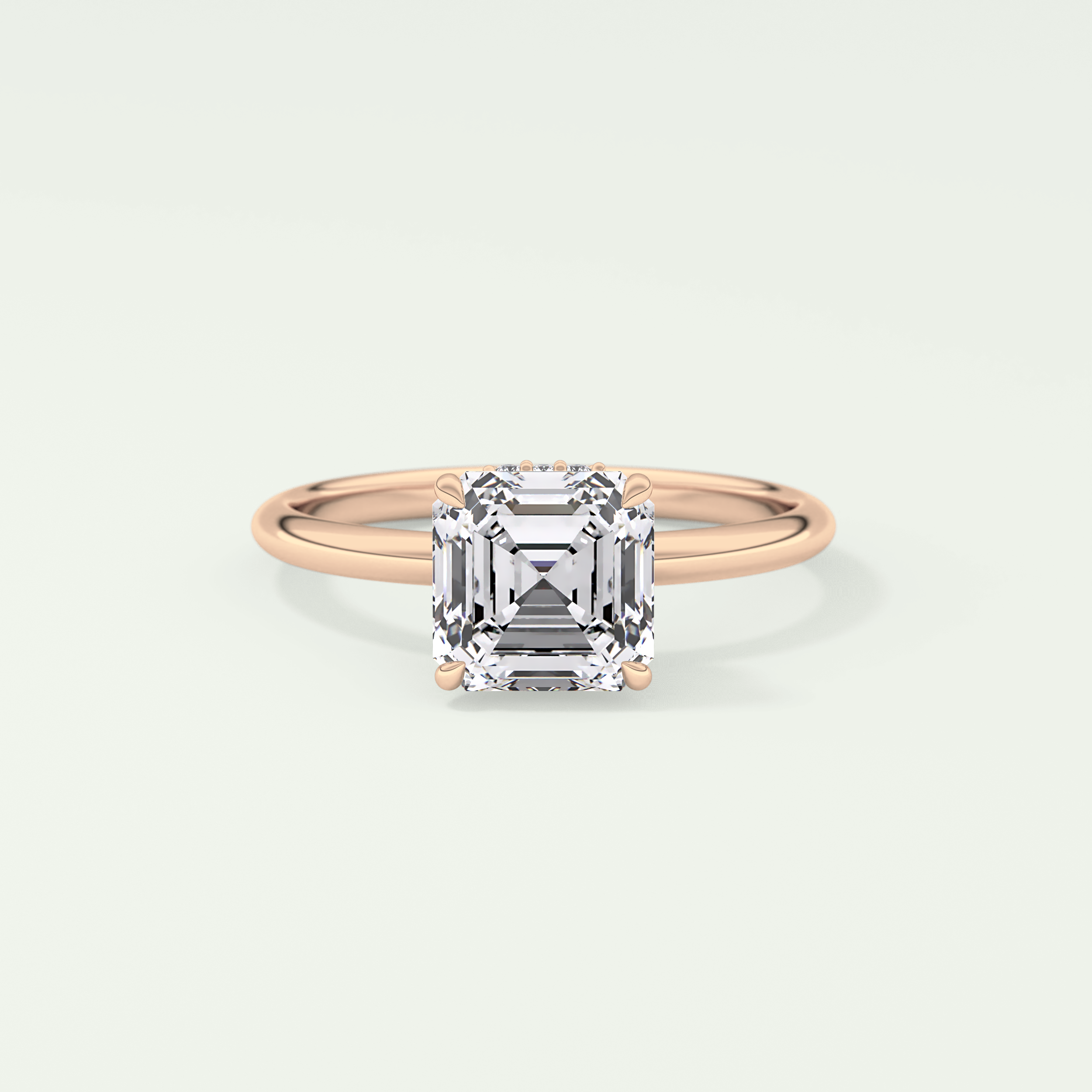 2.0 CT Asscher Cut Hidden Halo Lab Grown Diamond Engagement Ring