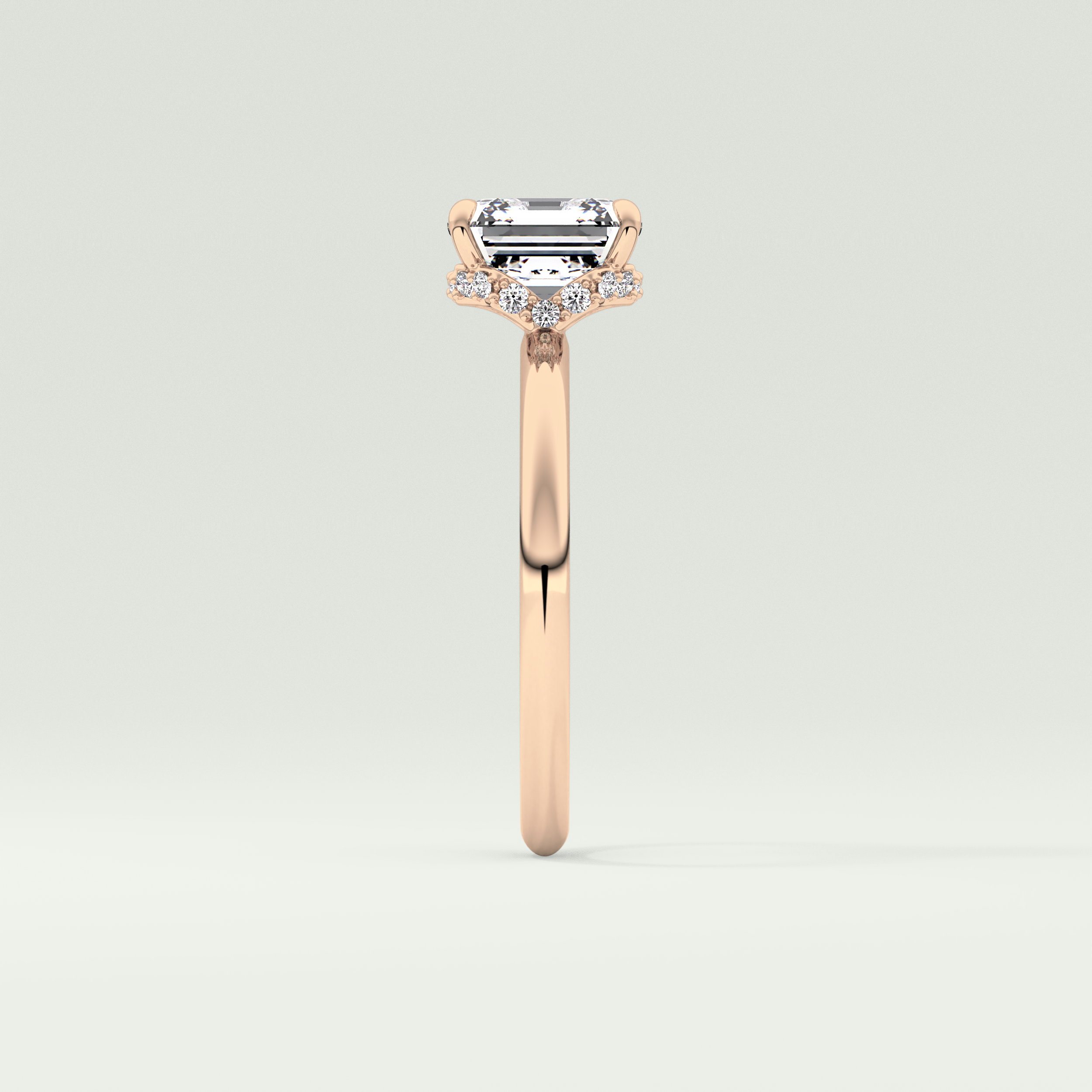 2.0 CT Asscher Cut Hidden Halo Lab Grown Diamond Engagement Ring