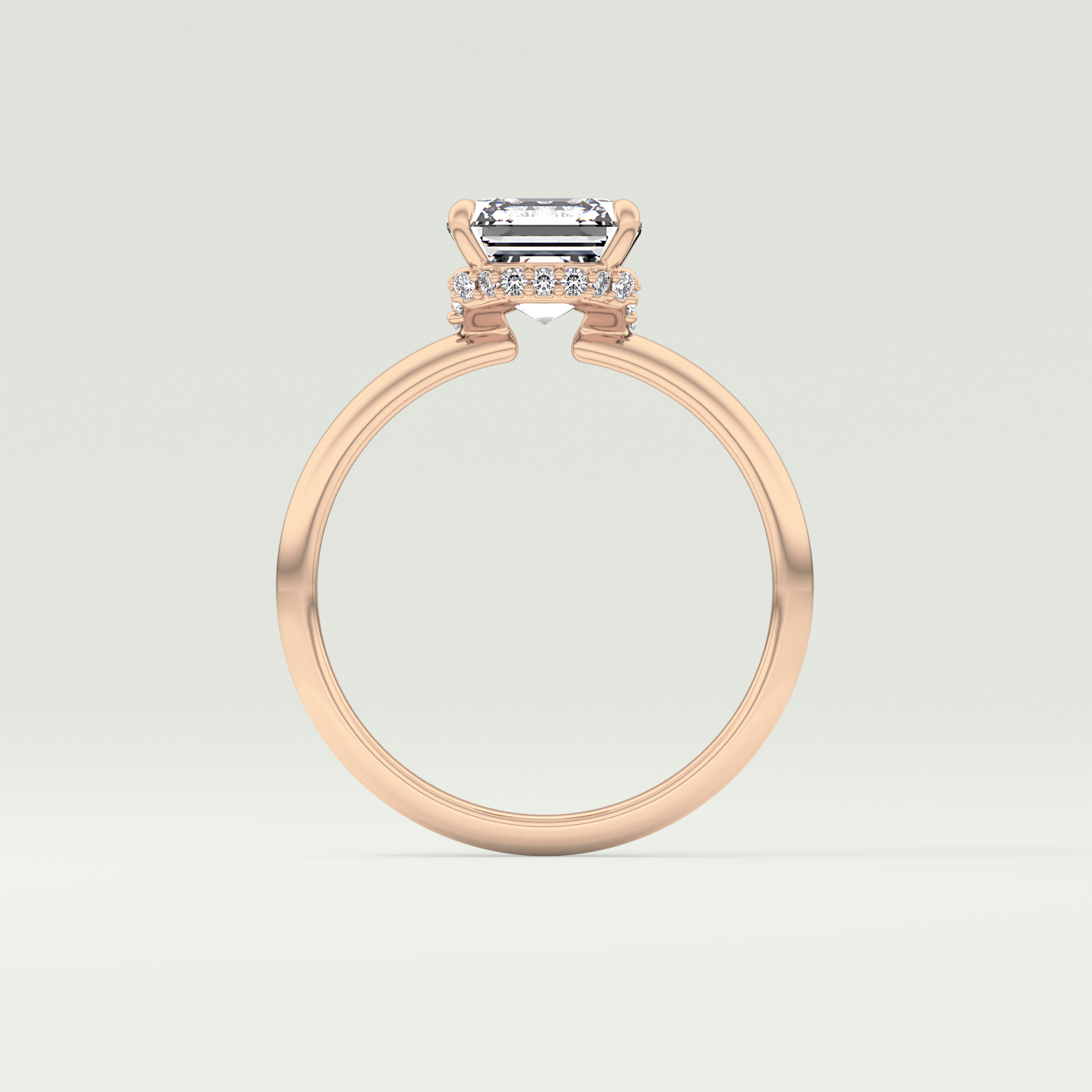 2.0 CT Asscher Cut Hidden Halo Lab Grown Diamond Engagement Ring