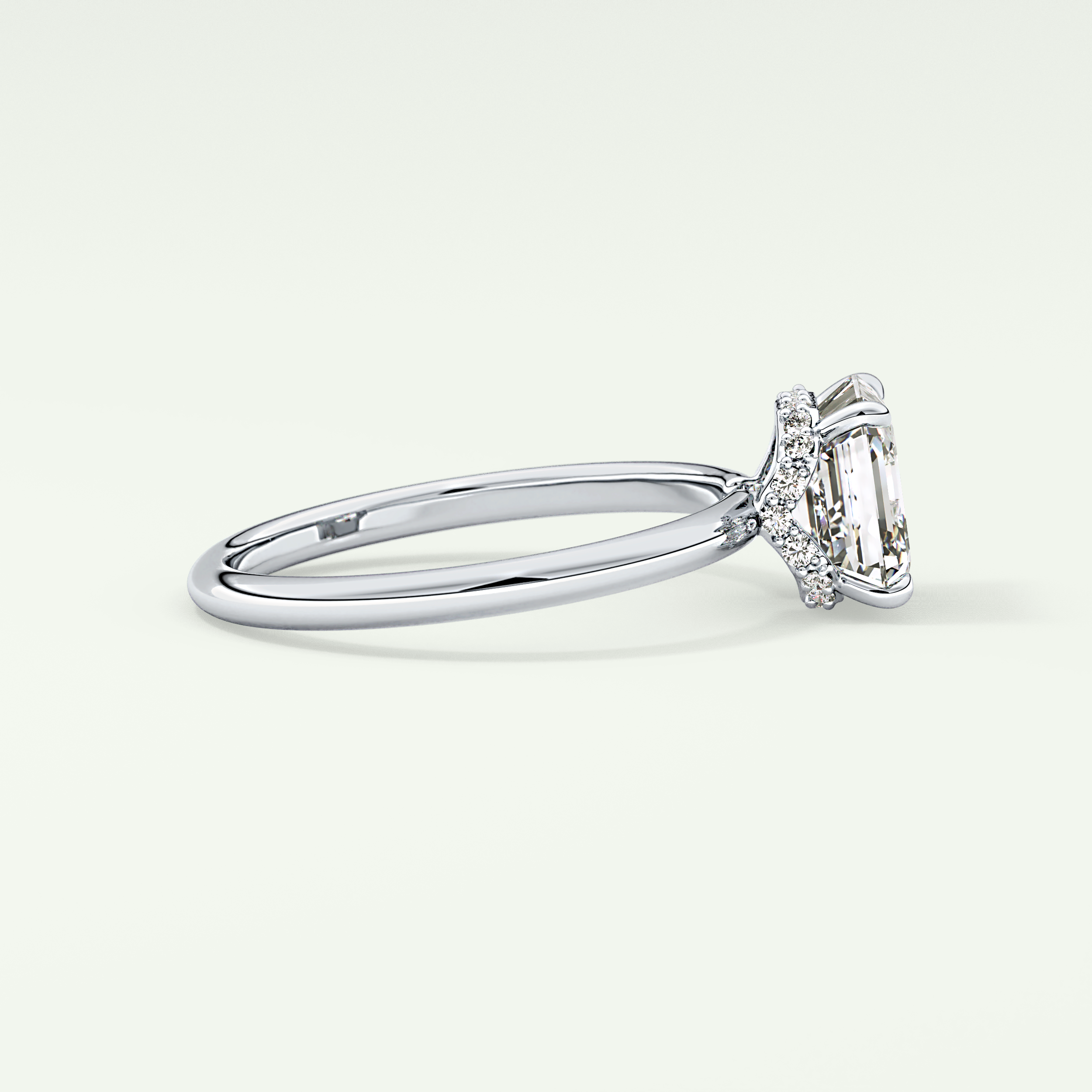 2.0 CT Asscher Cut Hidden Halo Lab Grown Diamond Engagement Ring