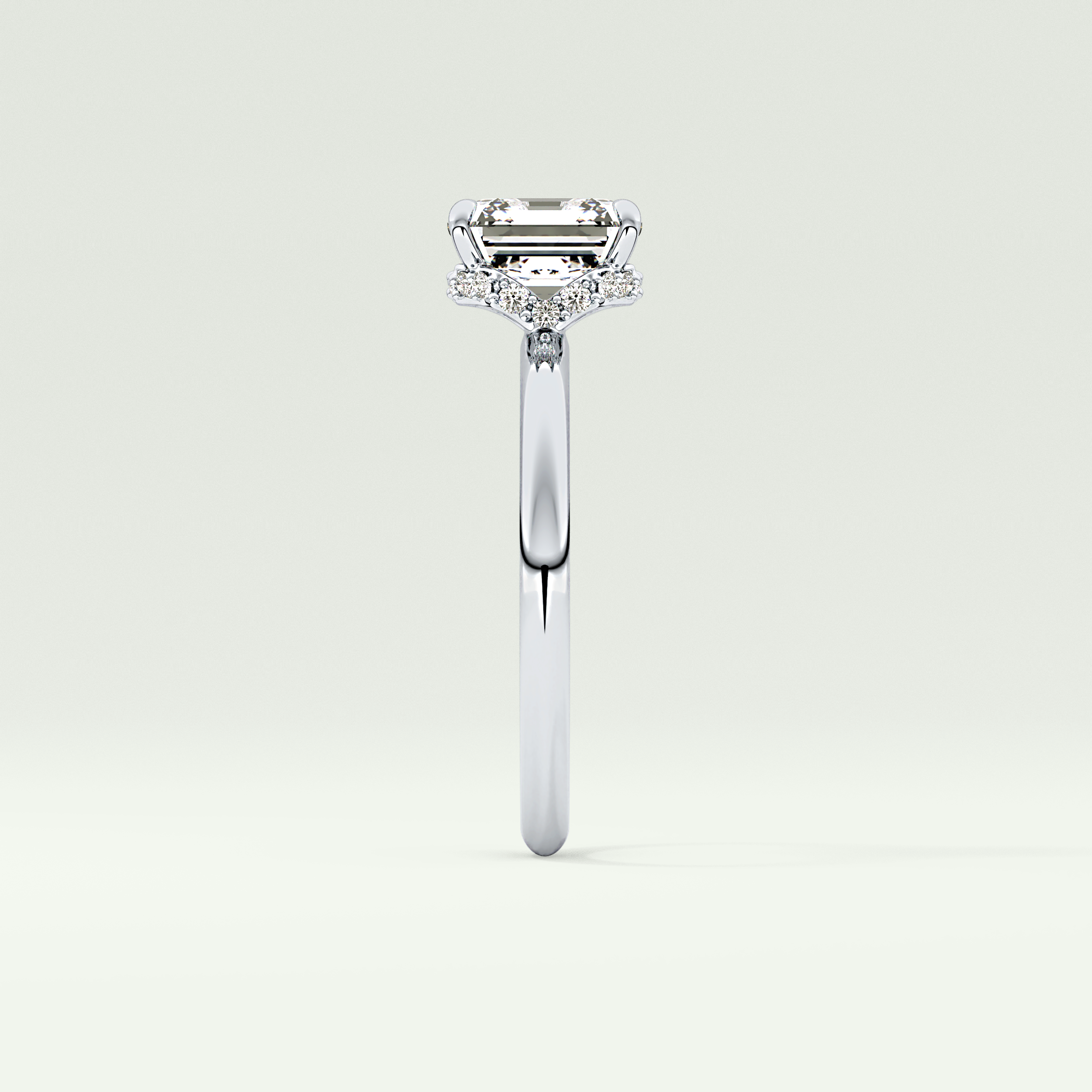 2.0 CT Asscher Cut Hidden Halo Lab Grown Diamond Engagement Ring