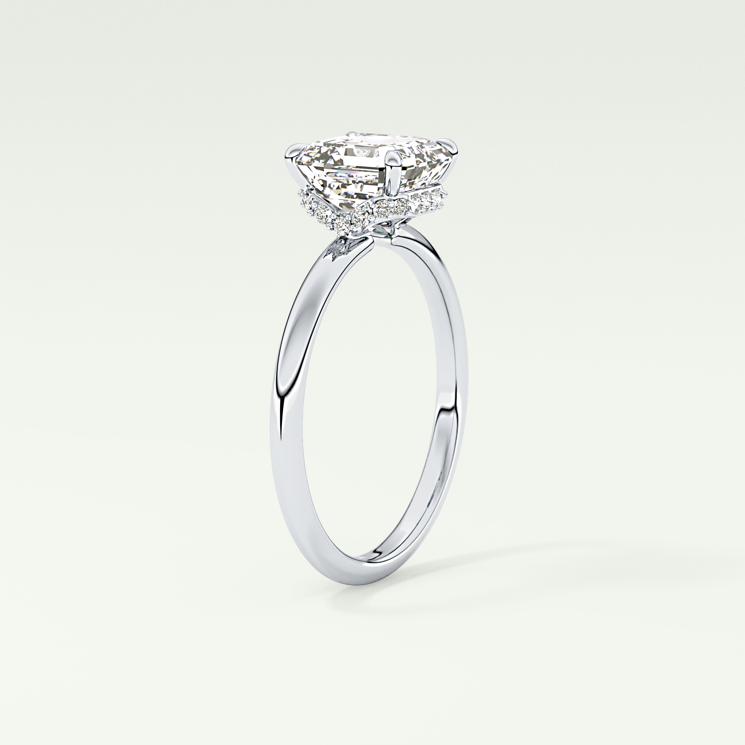 2.0 CT Asscher Cut Hidden Halo Lab Grown Diamond Engagement Ring
