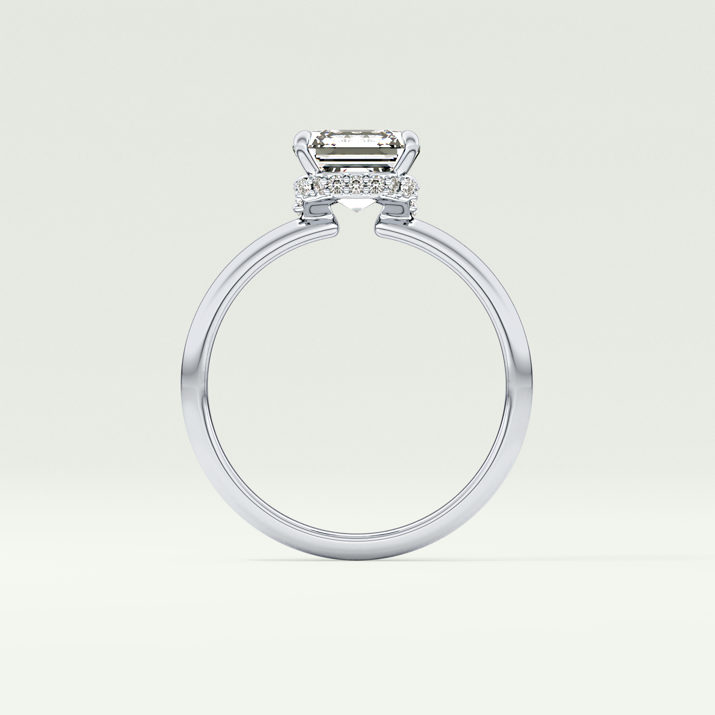 2.0 CT Asscher Cut Hidden Halo Lab Grown Diamond Engagement Ring