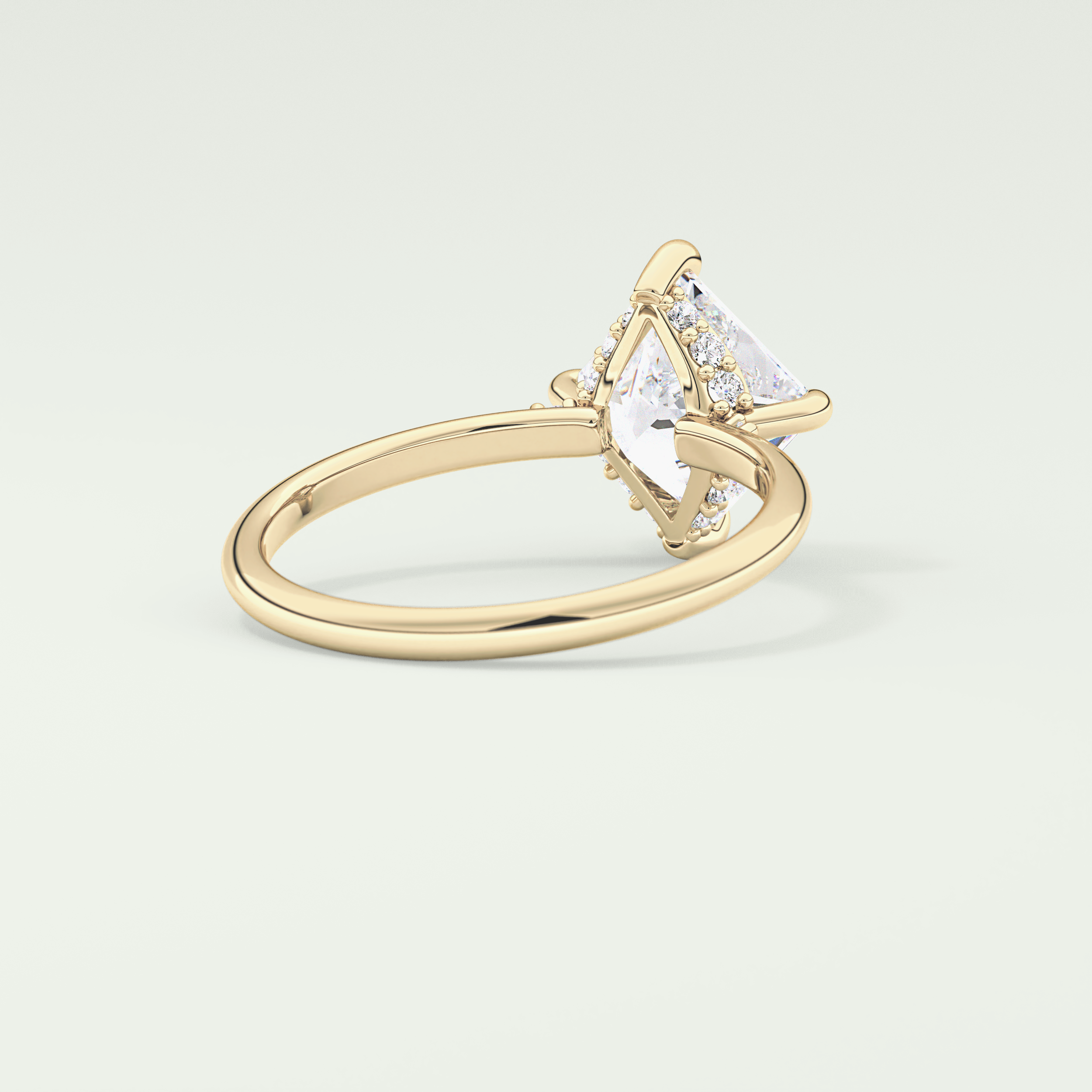 2.0 CT  Princess Cut Hidden Halo CVD Engagement Ring