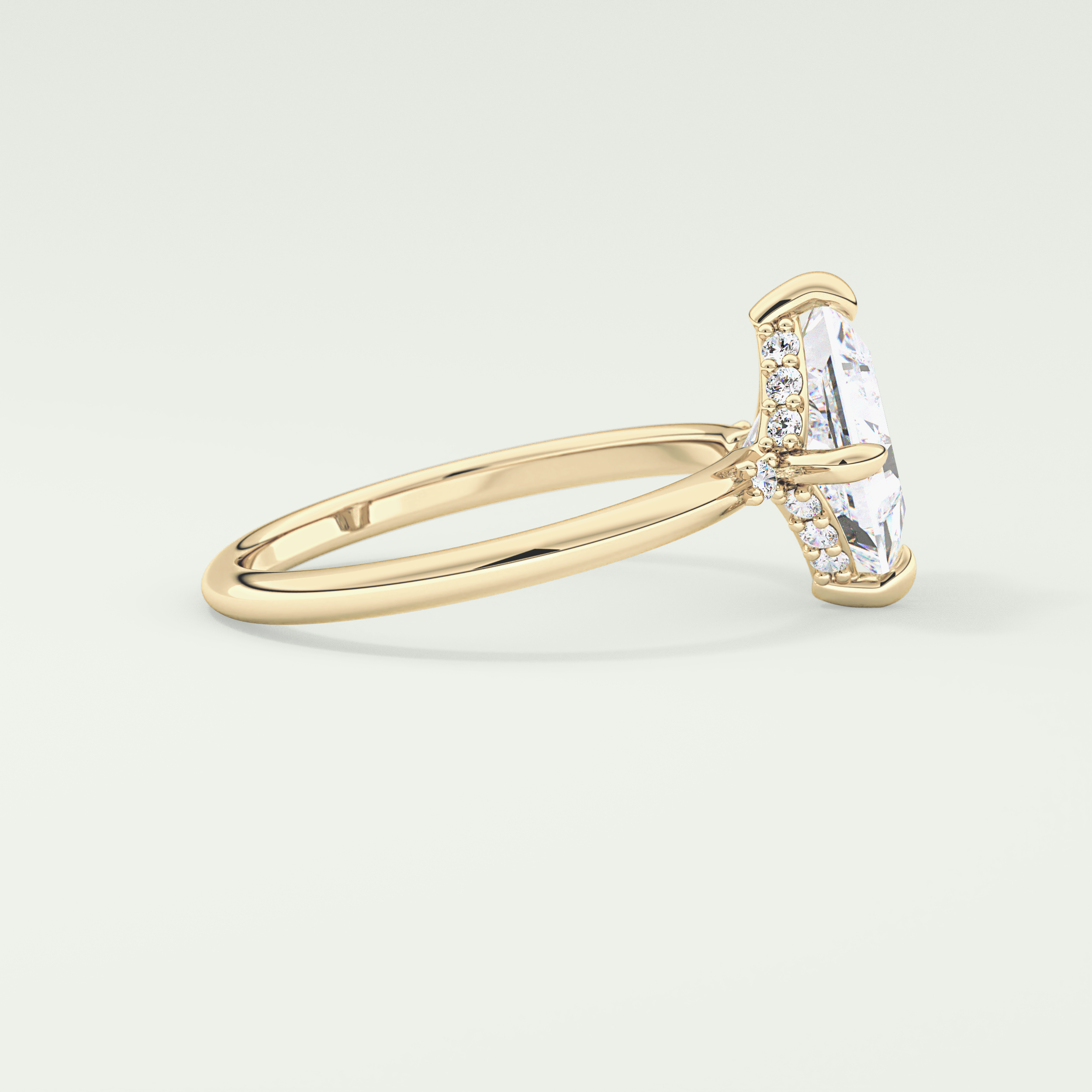 2.0 CT  Princess Cut Hidden Halo CVD Engagement Ring