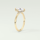 2.0 CT  Princess Cut Hidden Halo CVD Engagement Ring