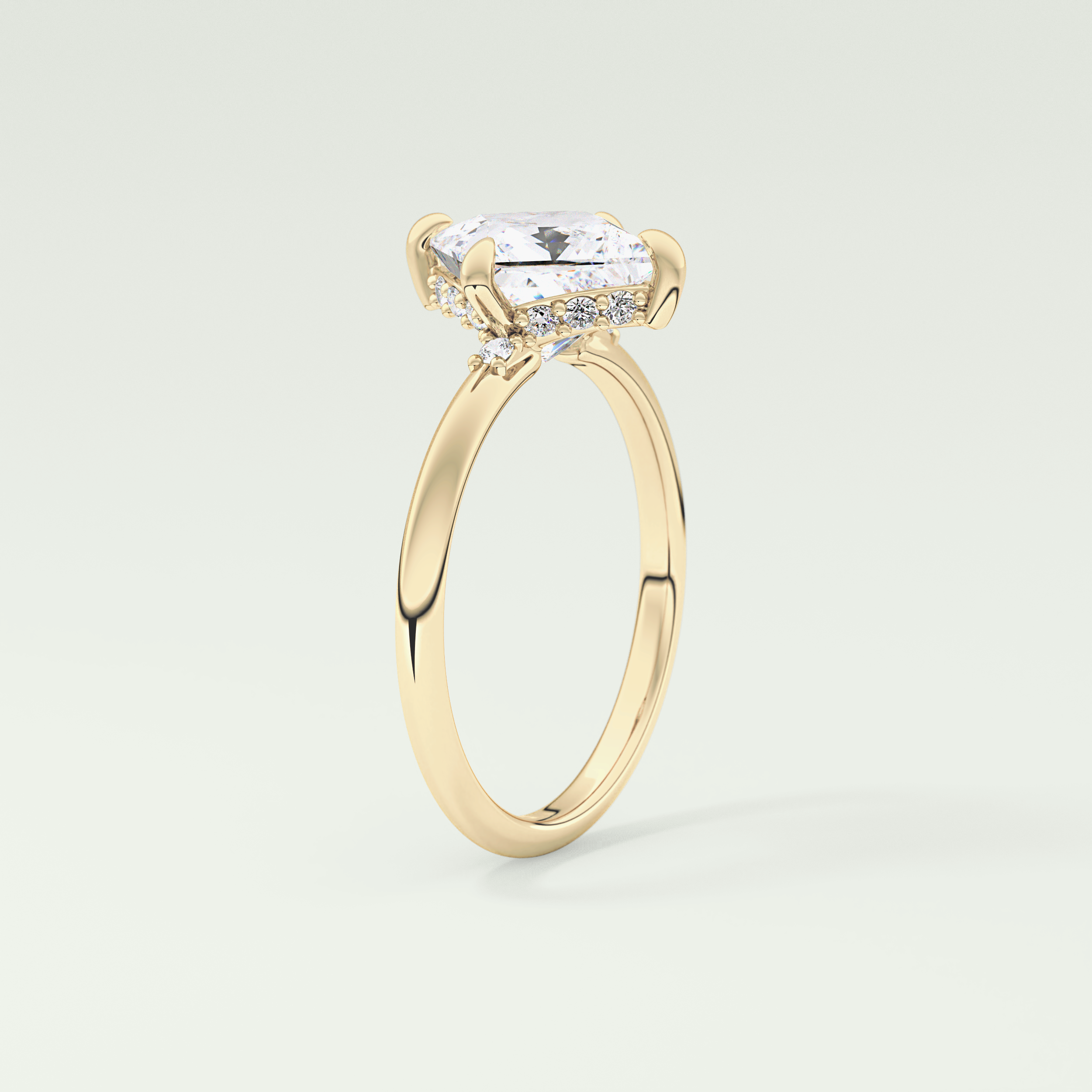 2.0 CT  Princess Cut Hidden Halo CVD Engagement Ring