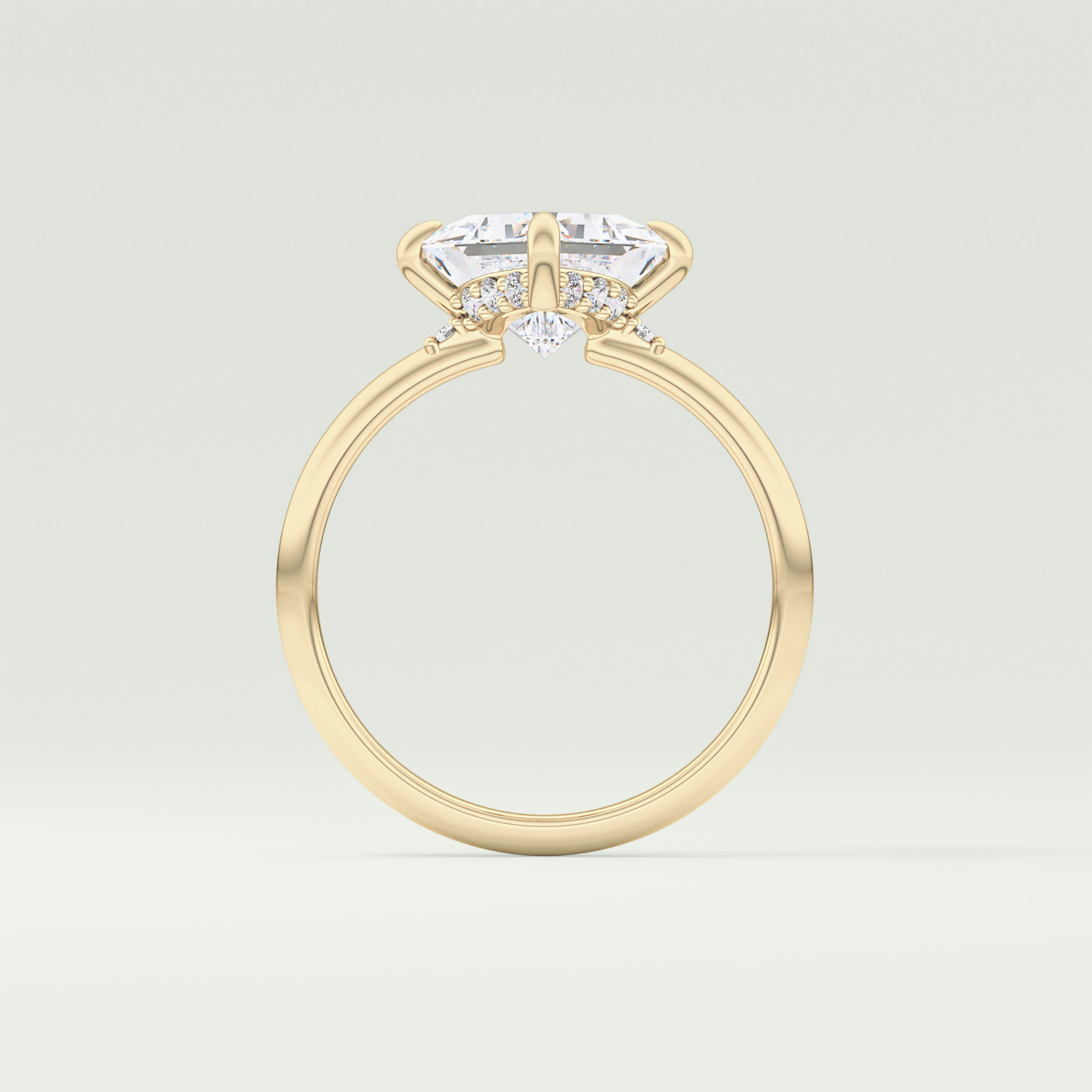 2.0 CT  Princess Cut Hidden Halo CVD Engagement Ring