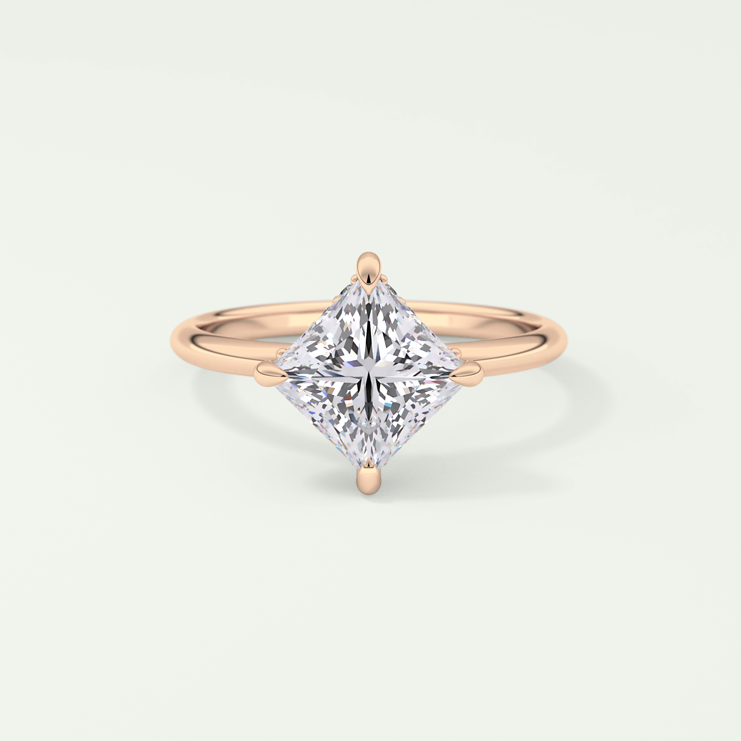 2.0 CT  Princess Cut Hidden Halo CVD Engagement Ring