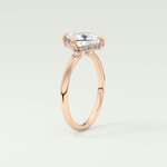 2.0 CT  Princess Cut Hidden Halo CVD Engagement Ring