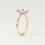 2.0 CT  Princess Cut Hidden Halo CVD Engagement Ring