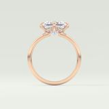 2.0 CT  Princess Cut Hidden Halo CVD Engagement Ring