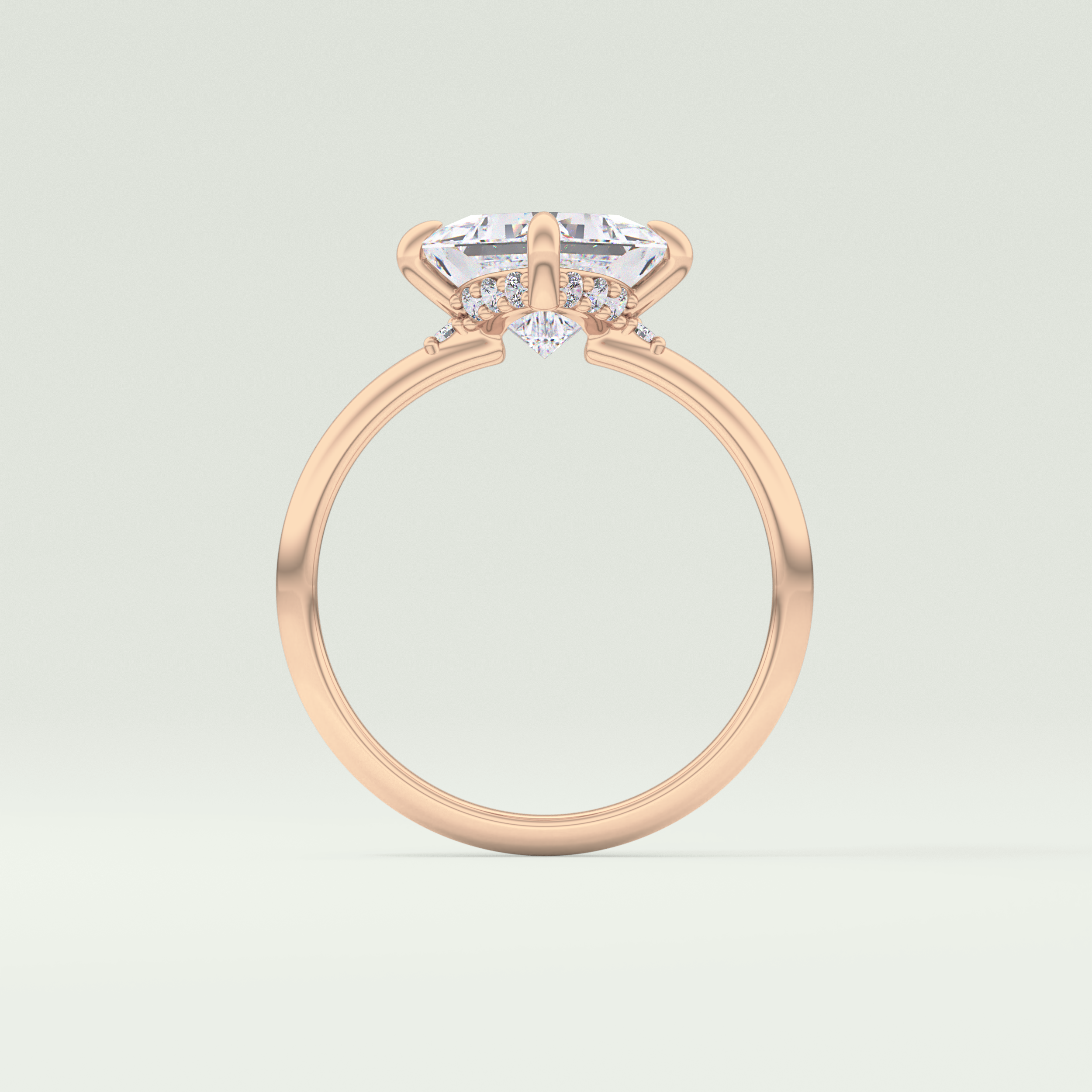 2.0 CT  Princess Cut Hidden Halo CVD Engagement Ring