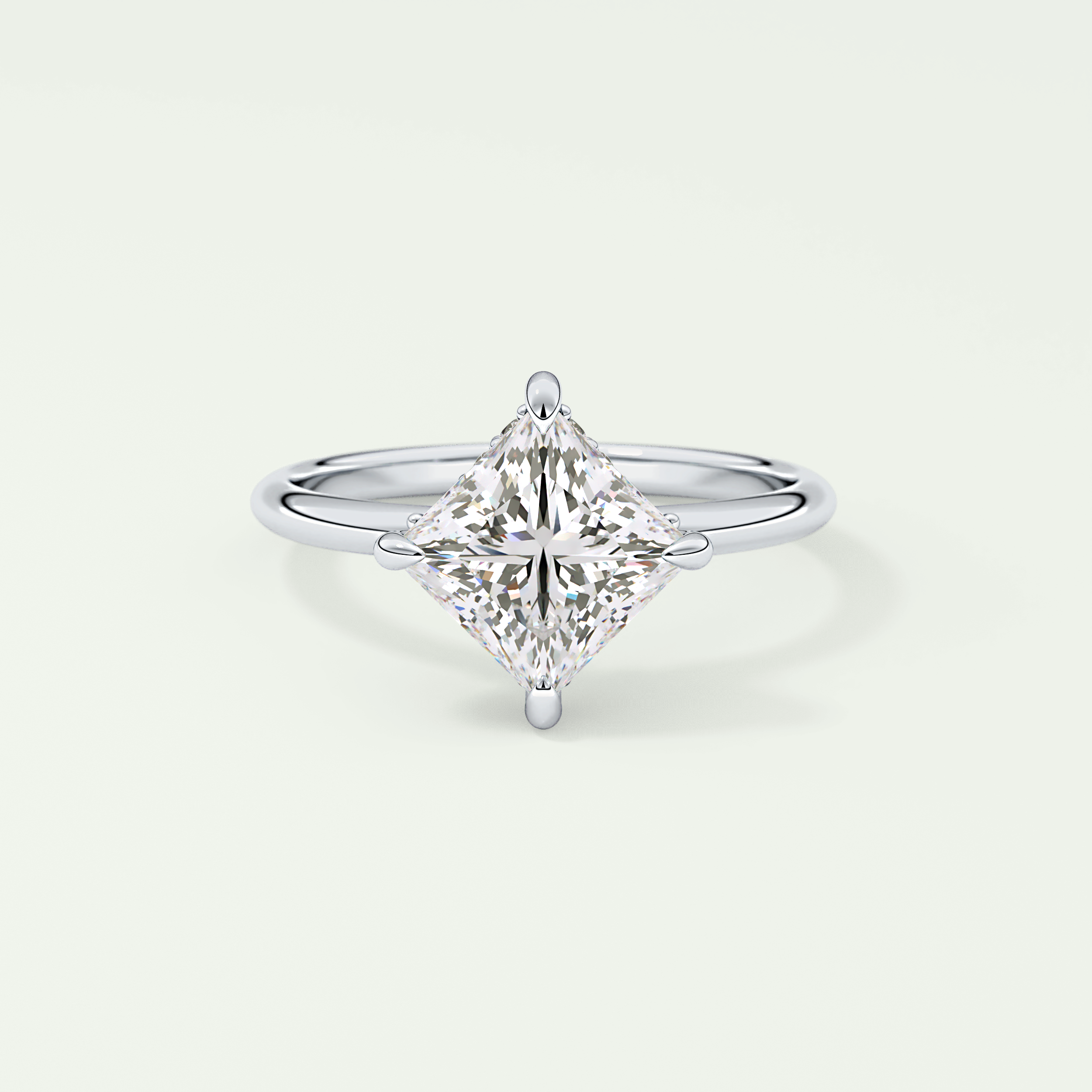 2.0 CT  Princess Cut Hidden Halo CVD Engagement Ring