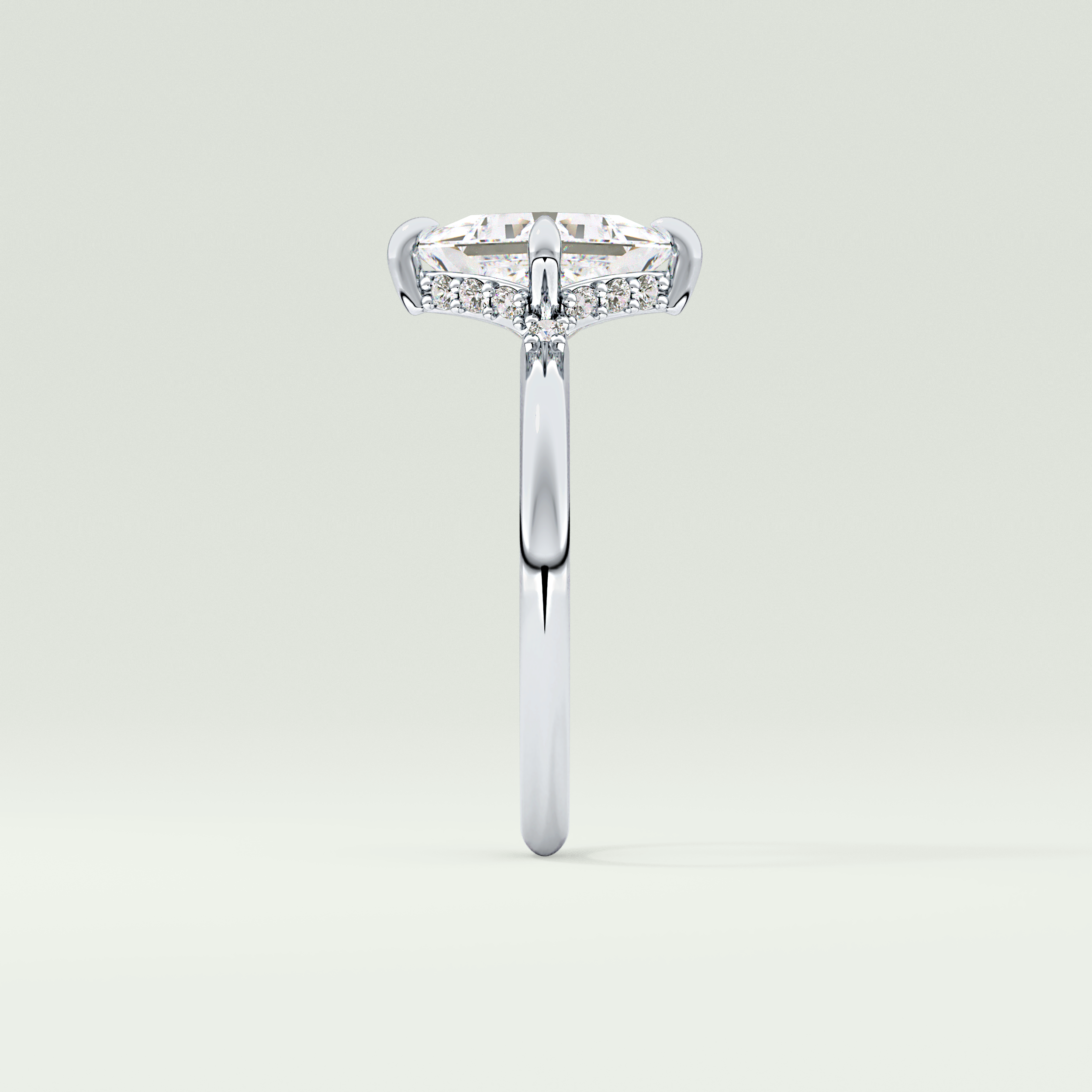 2.0 CT  Princess Cut Hidden Halo CVD Engagement Ring