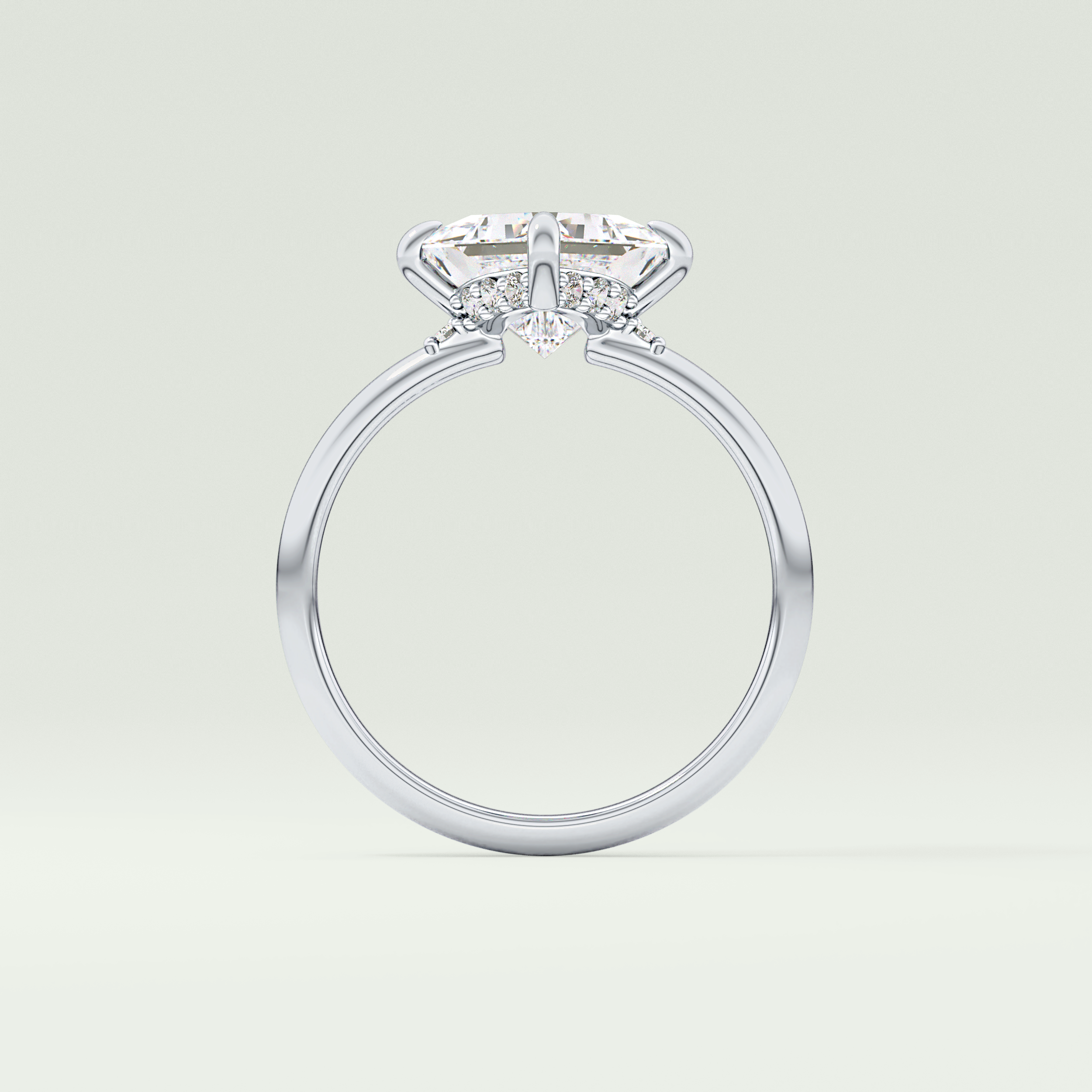 2.0 CT  Princess Cut Hidden Halo CVD Engagement Ring