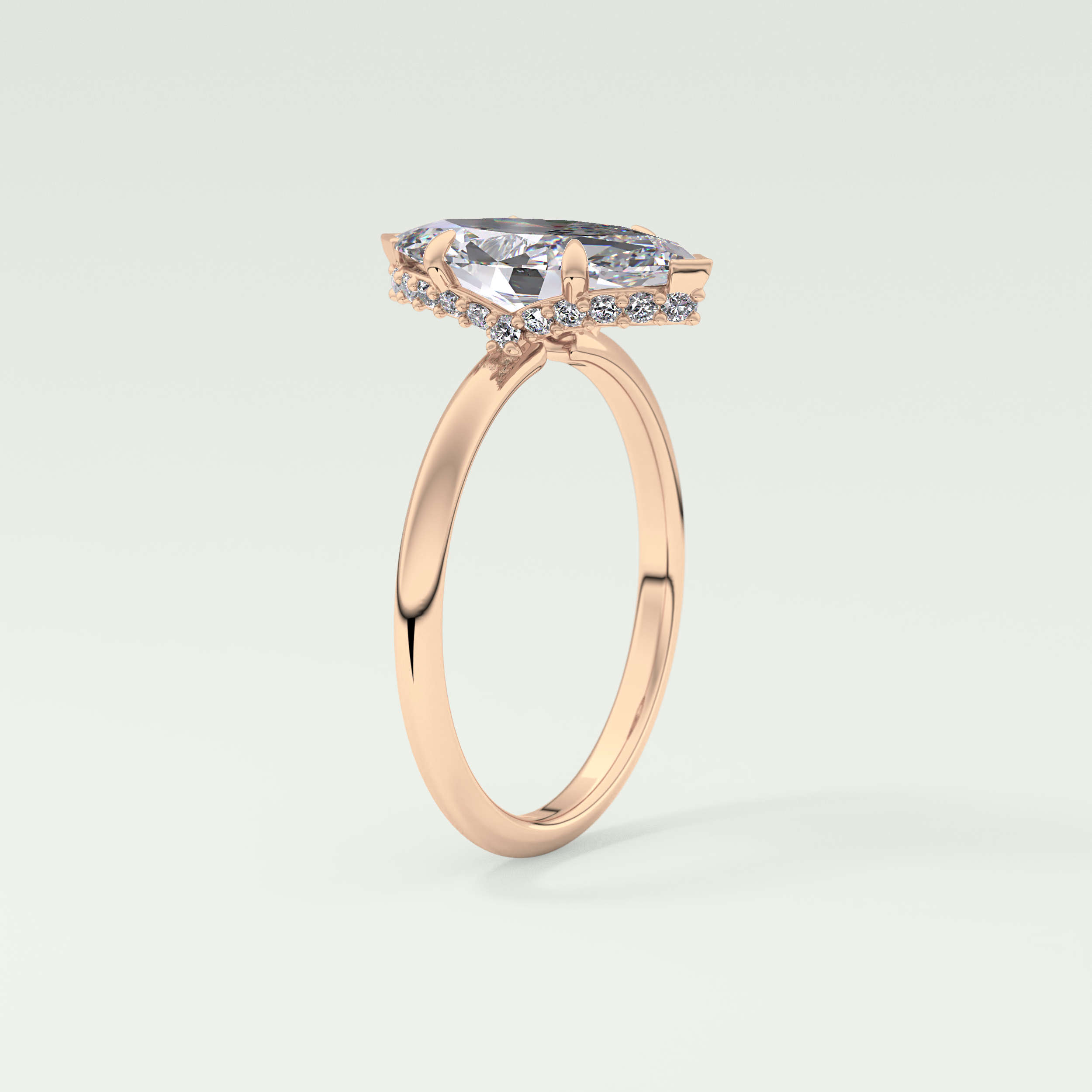 2.0 CT Marquise Cut Hidden Halo Moissanite Engagement Ring 11