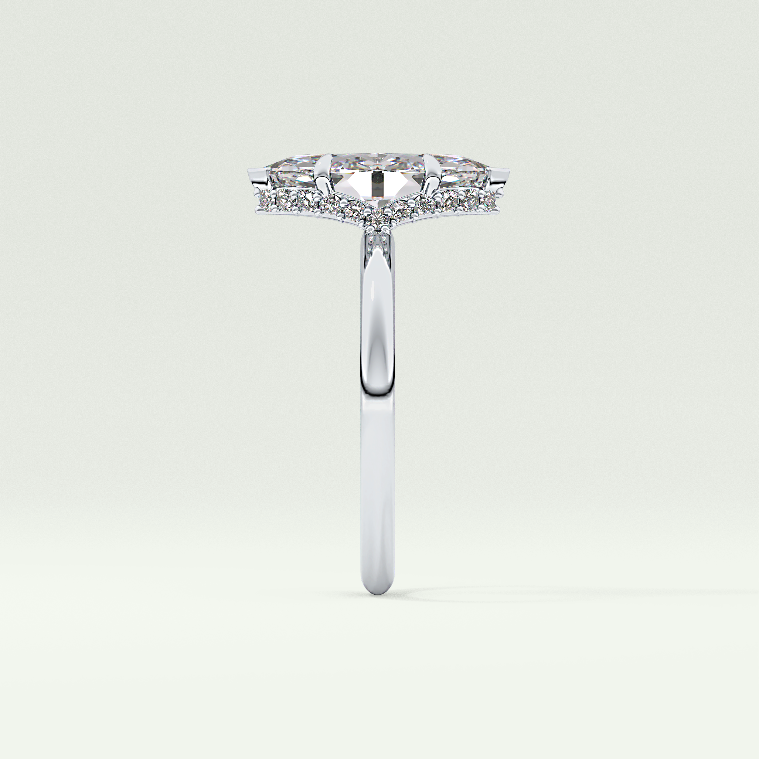 2.0 CT Marquise Cut Hidden Halo Moissanite Engagement Ring 16