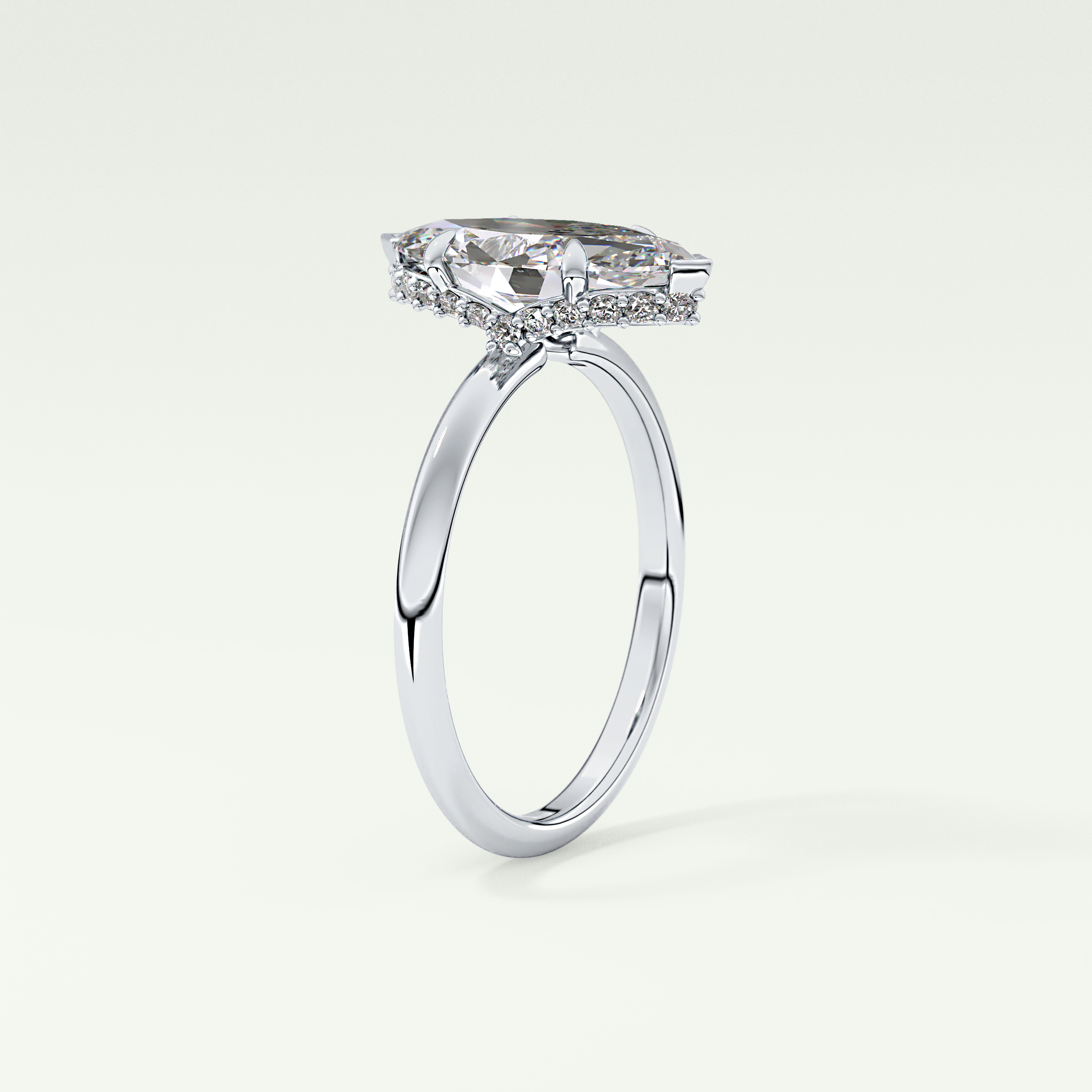 2.0 CT Marquise Cut Hidden Halo Moissanite Engagement Ring 17