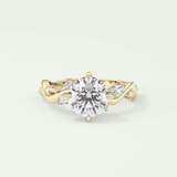 1.5 CT  Round Cut Twig Pave Style Lab Grown Diamond  Engagement Ring