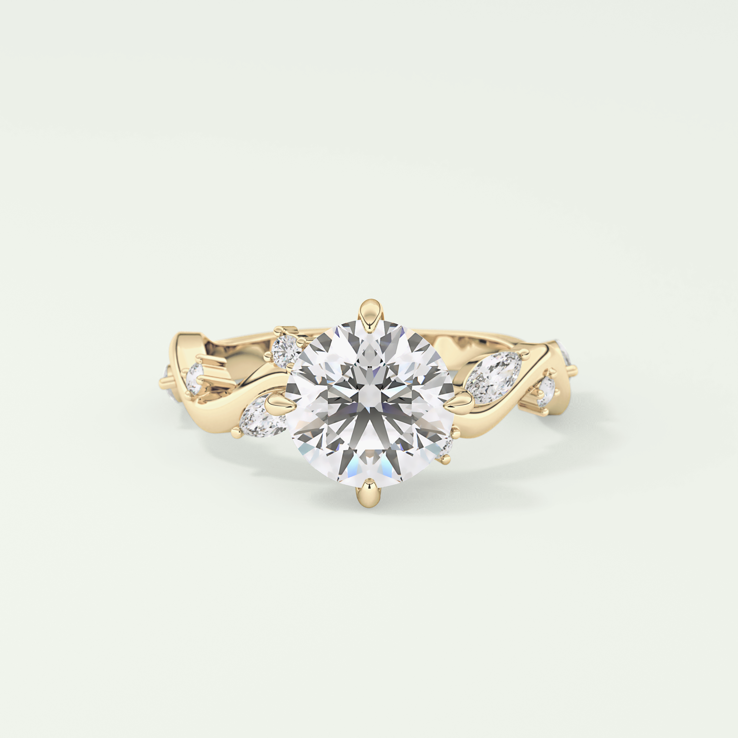 1.5 CT  Round Cut Twig Pave Style Lab Grown Diamond  Engagement Ring
