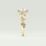1.5 CT  Round Cut Twig Pave Style Lab Grown Diamond  Engagement Ring