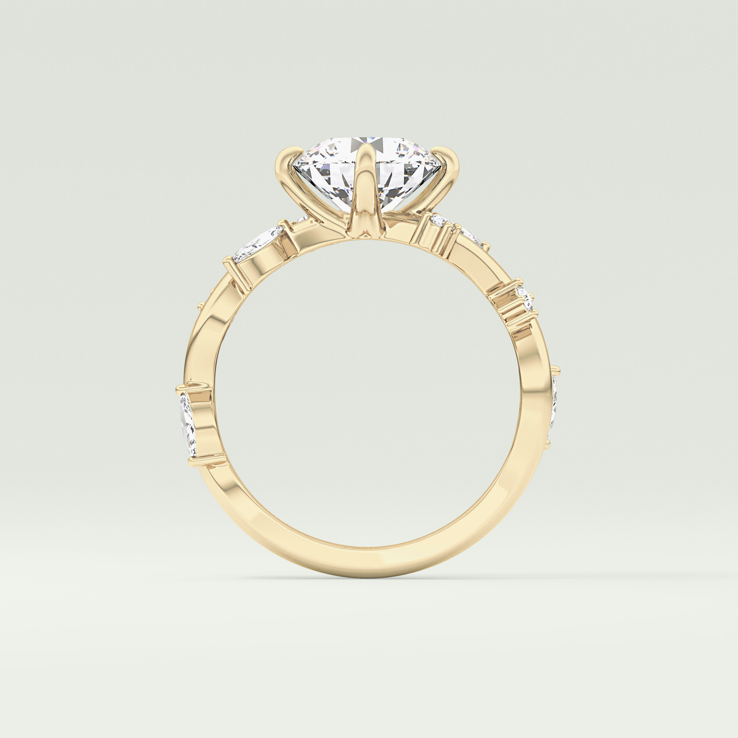 1.5 CT  Round Cut Twig Pave Style Lab Grown Diamond  Engagement Ring