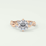 1.5 CT  Round Cut Twig Pave Style Lab Grown Diamond  Engagement Ring