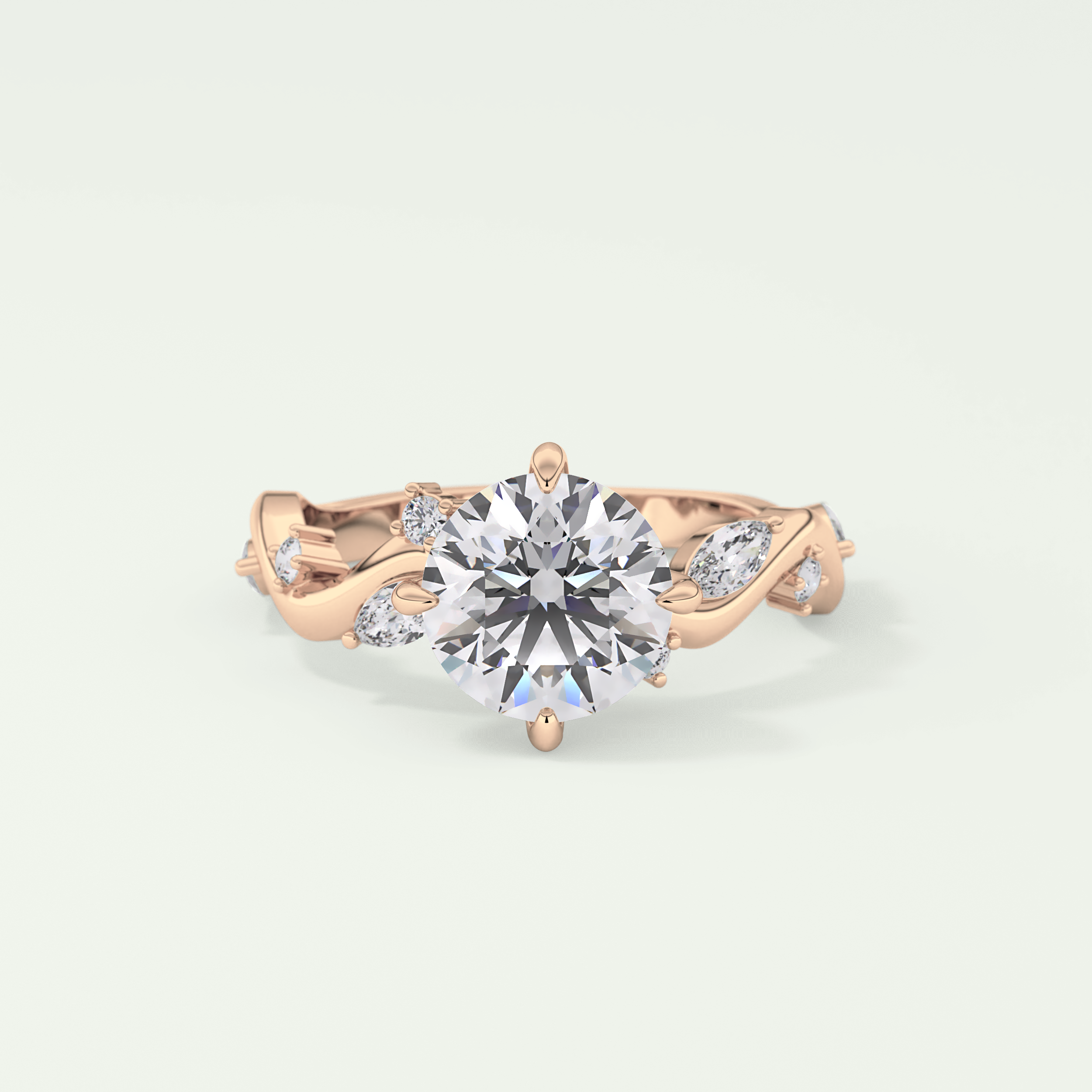 1.5 CT  Round Cut Twig Pave Style Lab Grown Diamond  Engagement Ring