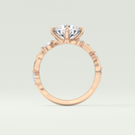 1.5 CT  Round Cut Twig Pave Style Lab Grown Diamond  Engagement Ring