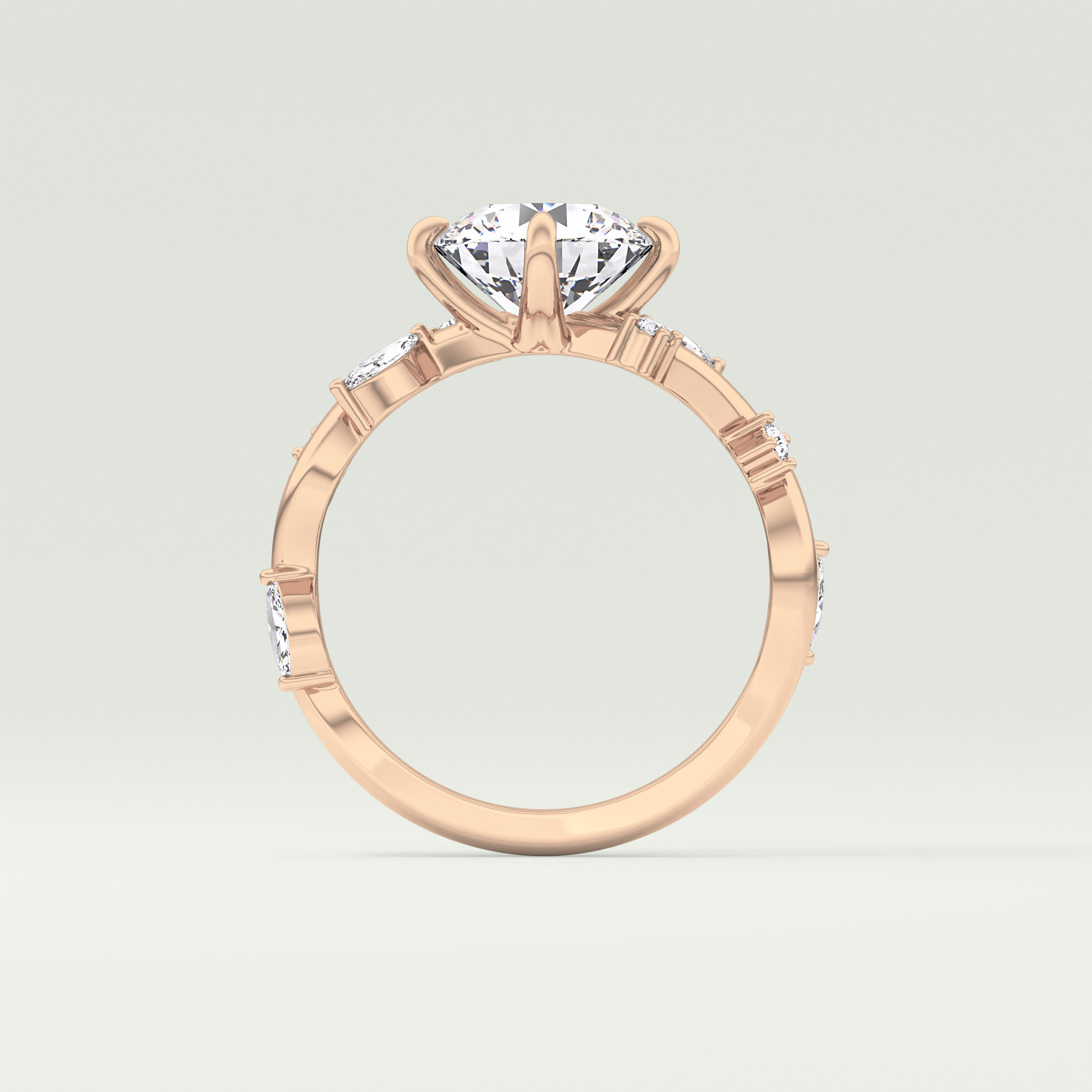 1.5 CT  Round Cut Twig Pave Style Lab Grown Diamond  Engagement Ring