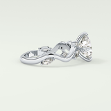 1.5 CT  Round Cut Twig Pave Style Lab Grown Diamond  Engagement Ring