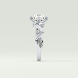 1.5 CT  Round Cut Twig Pave Style Lab Grown Diamond  Engagement Ring
