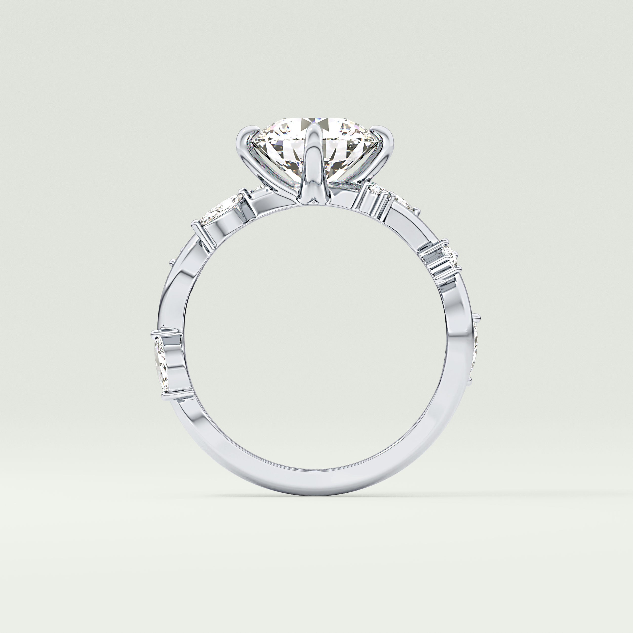 1.5 CT  Round Cut Twig Pave Style Lab Grown Diamond  Engagement Ring