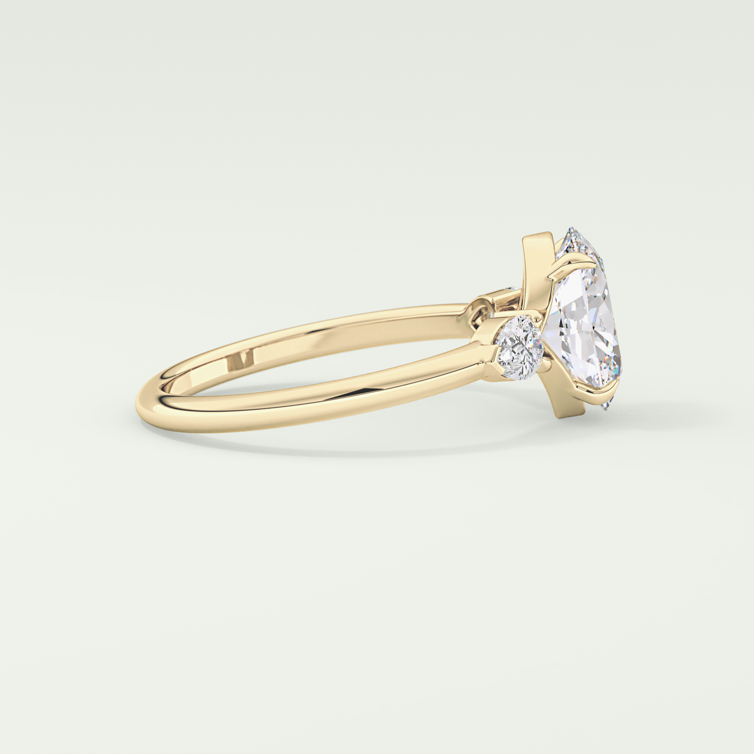 2.0 CT Oval Cut Three Stone Moissanite Engagement Ring 3