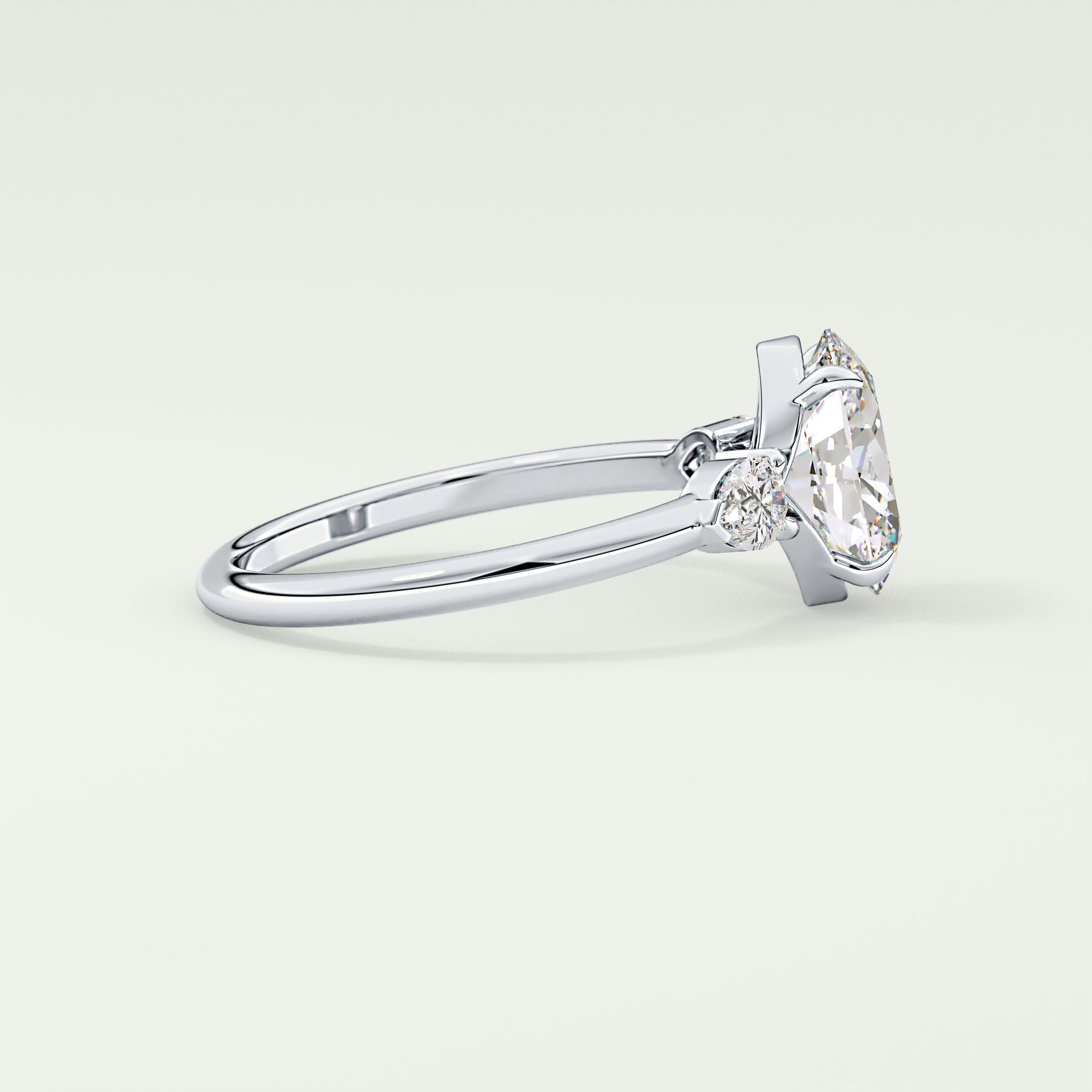 2.0 CT Oval Cut Three Stone Moissanite Engagement Ring 15