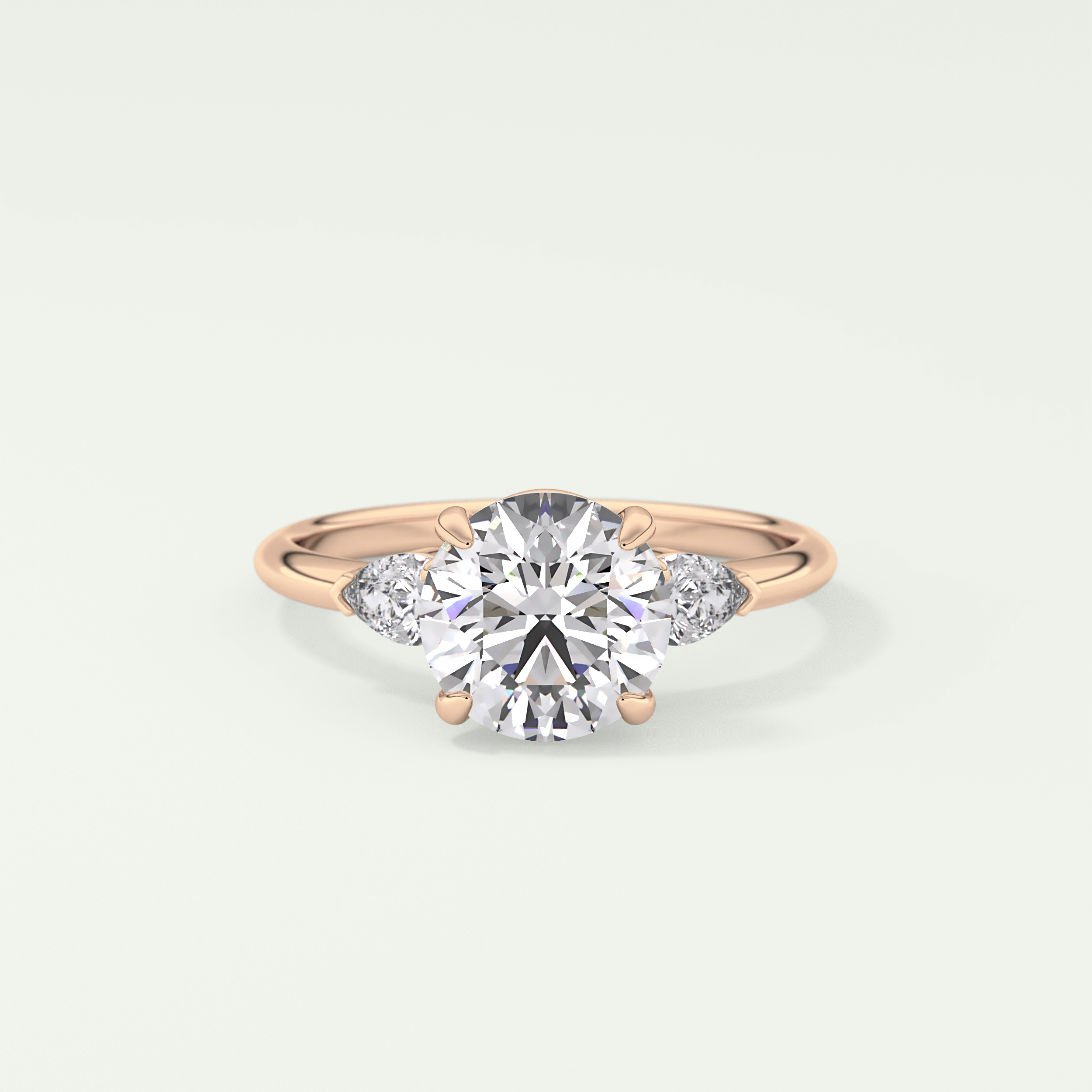 2.0 CT Round Cut Three Stone Lab Grown Diamond Engagement Ring