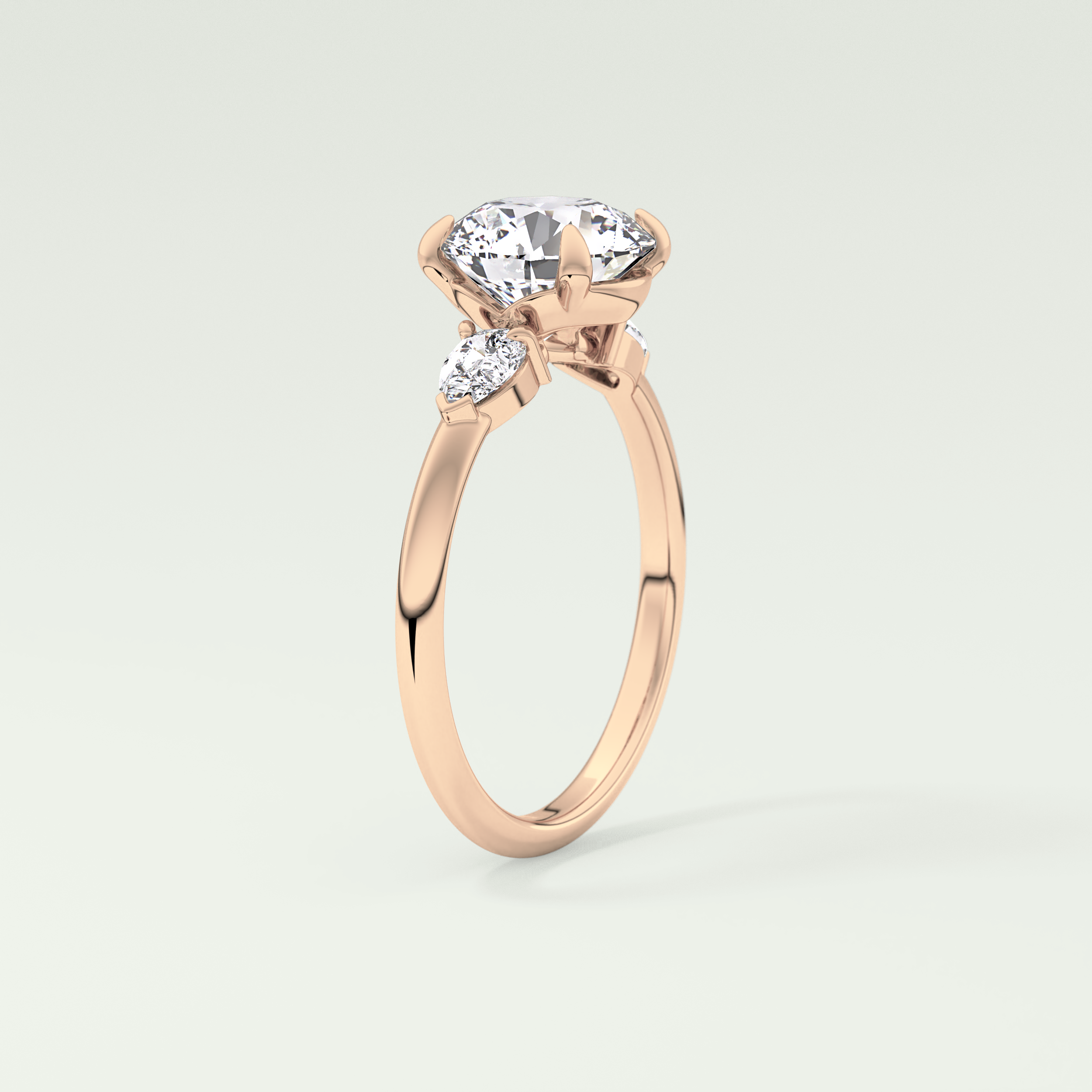 2.0 CT Round Cut Three Stone Lab Grown Diamond Engagement Ring