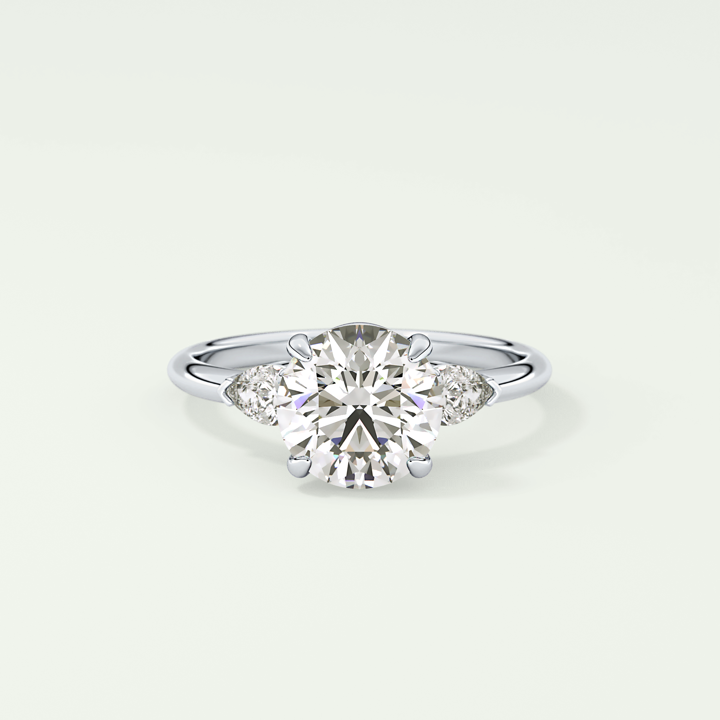 2.0 CT Round Cut Three Stone Lab Grown Diamond Engagement Ring