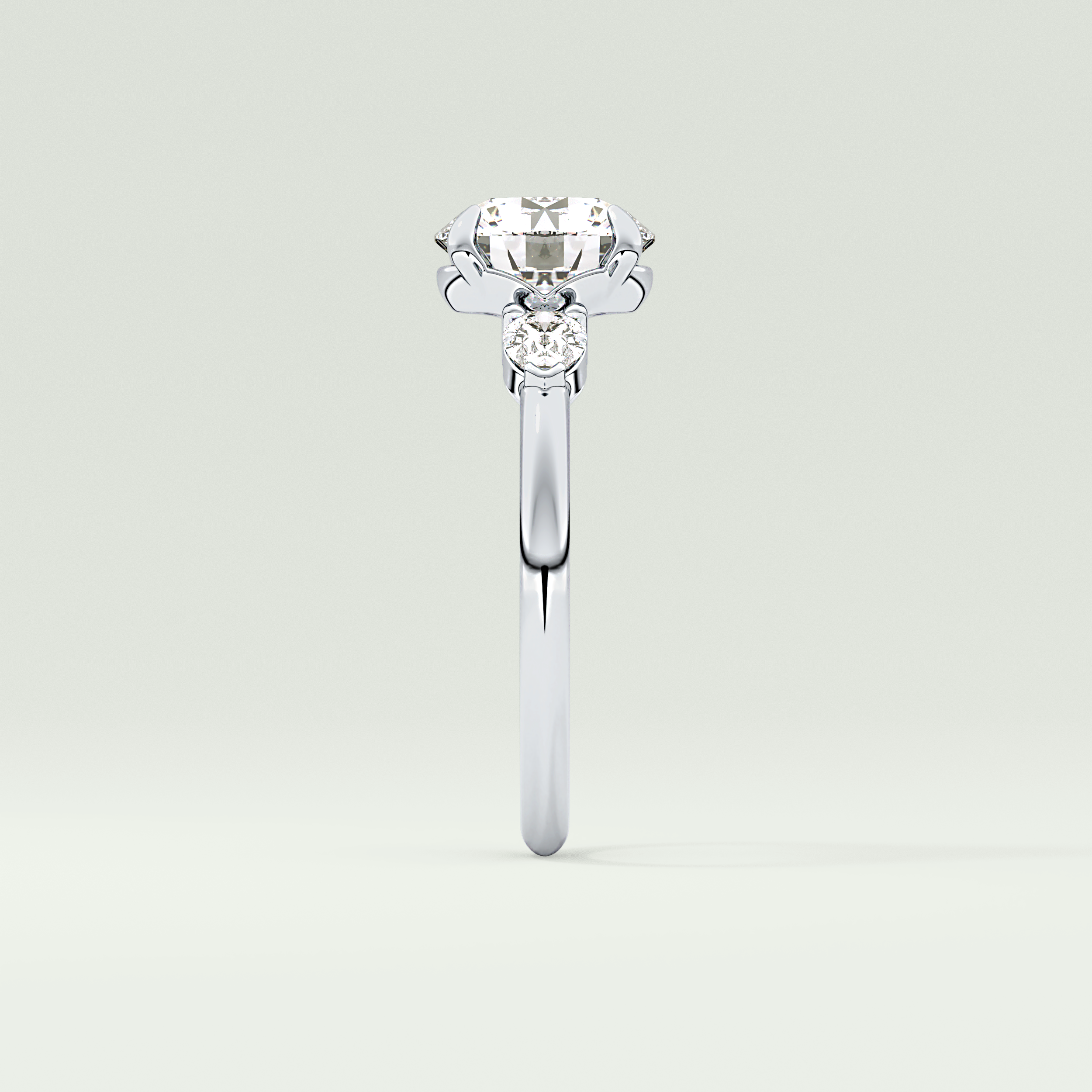 2.0 CT Round Cut Three Stone Lab Grown Diamond Engagement Ring