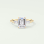 2.0 CT Emerald Cut Three Stone  Moissanite Engagement Ring 1